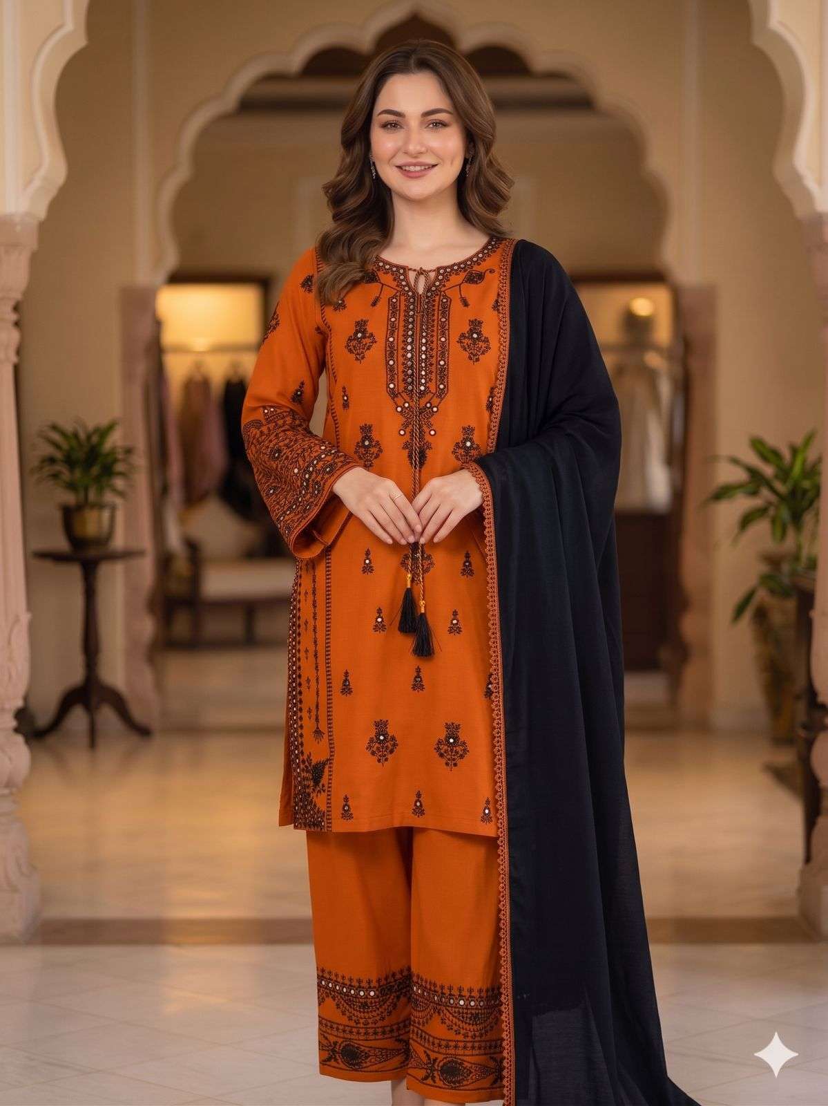 BE 465 Rayon Embroidery Designer Party Wear Ladies Suit — Wholesale Readymade Suit, Vardan Ethnic wholesale from Surat — view 4