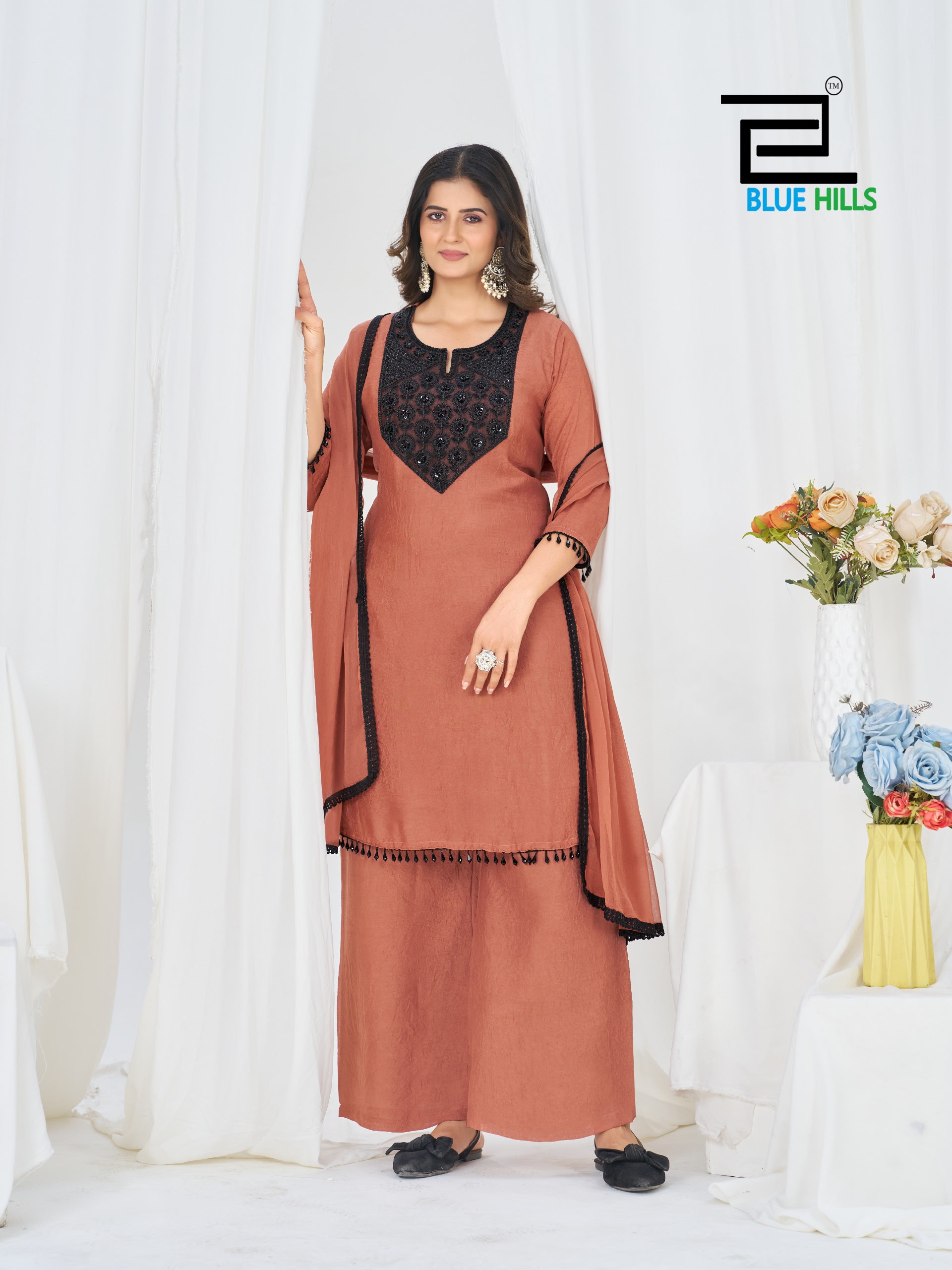 Blue Hills Avantika Rangoli Crush Patch Embroidered Readymade Suit — Wholesale Readymade Suit, Blue Hills wholesale from Surat — view 3
