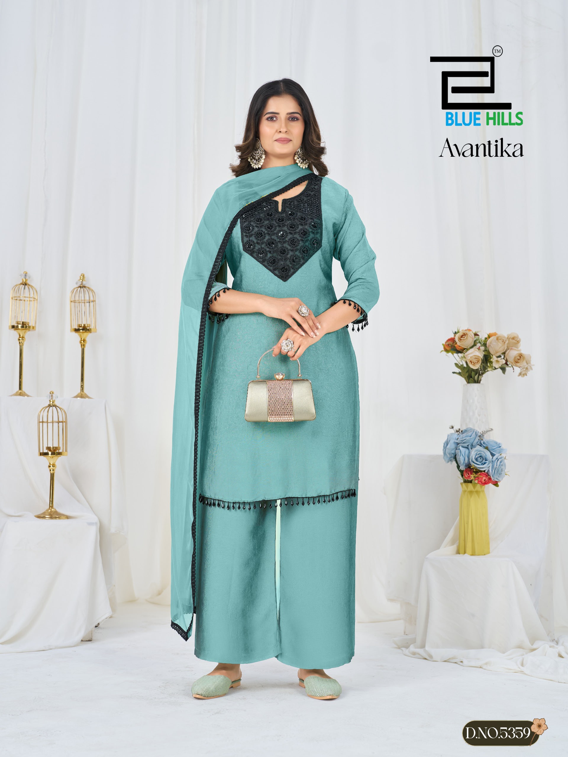 Blue Hills Avantika Rangoli Crush Patch Embroidered Readymade Suit