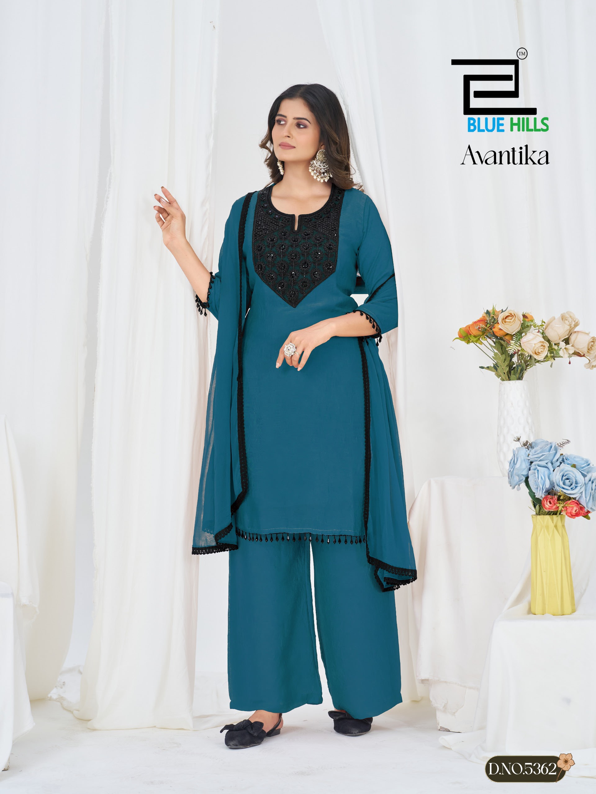 Blue Hills Avantika Rangoli Crush Patch Embroidered Readymade Suit — Wholesale Readymade Suit, Blue Hills wholesale from Surat — view 4