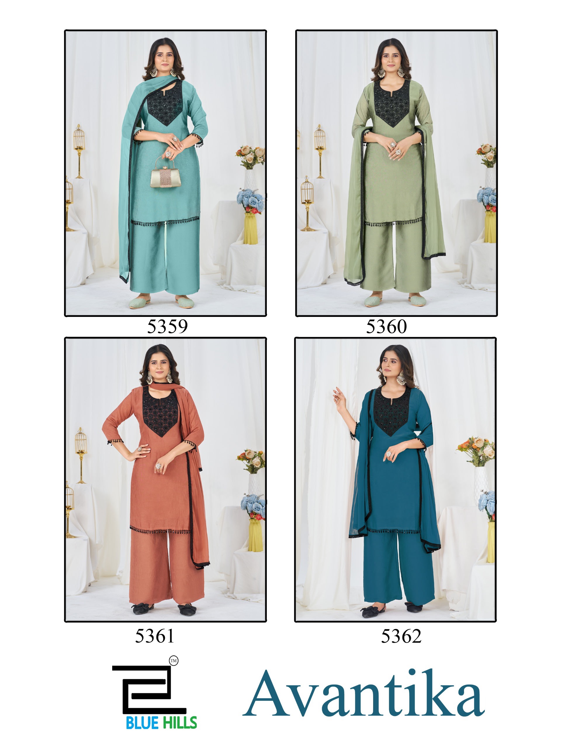 Blue Hills Avantika Rangoli Crush Patch Embroidered Readymade Suit — Wholesale Readymade Suit, Blue Hills wholesale from Surat — view 5