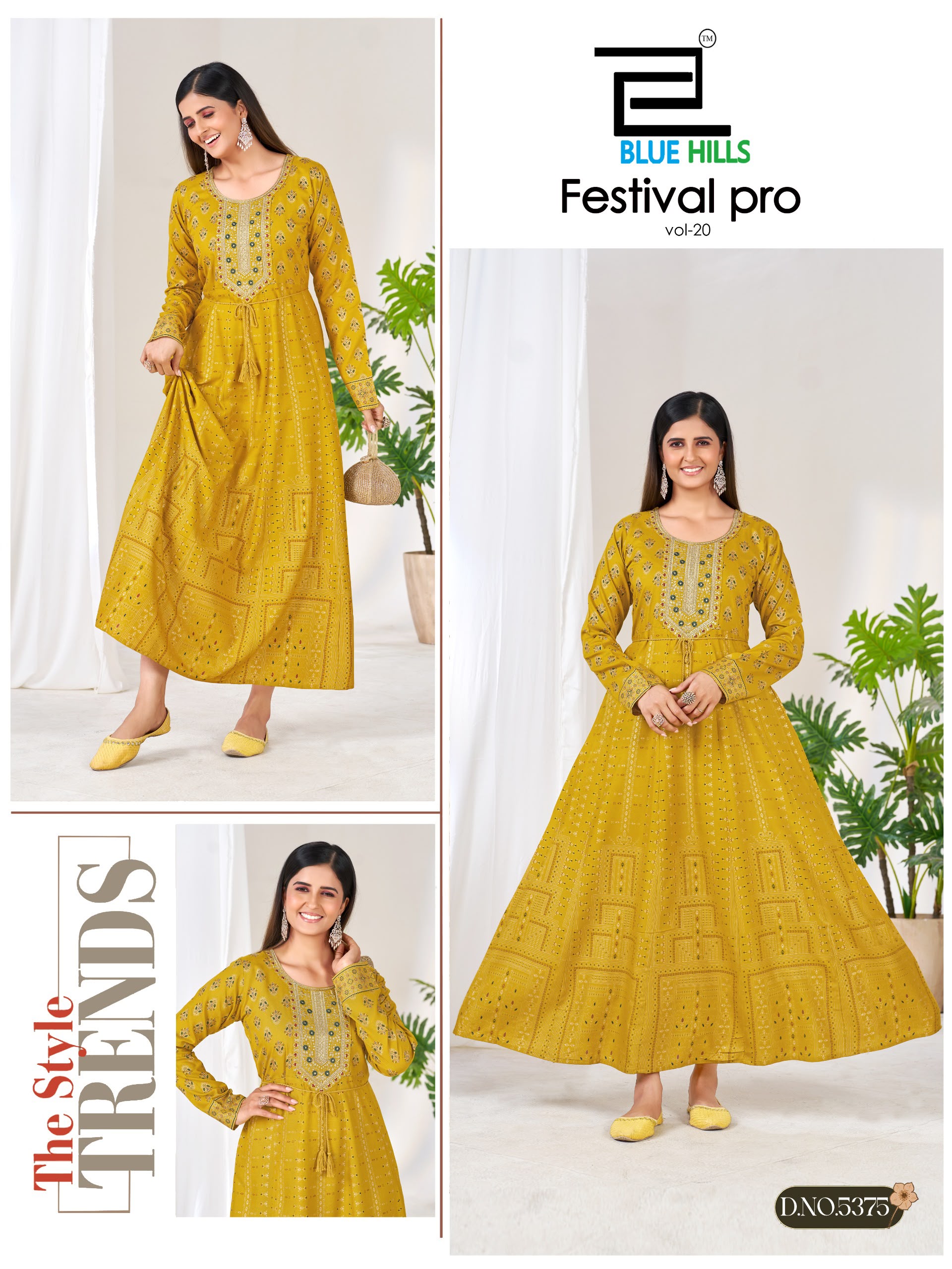 Blue Hills Festival Pro Vol 20 Classic Neck Embroidery Anarkali Gown — Wholesale Kurtis, Blue Hills wholesale from Surat — view 2
