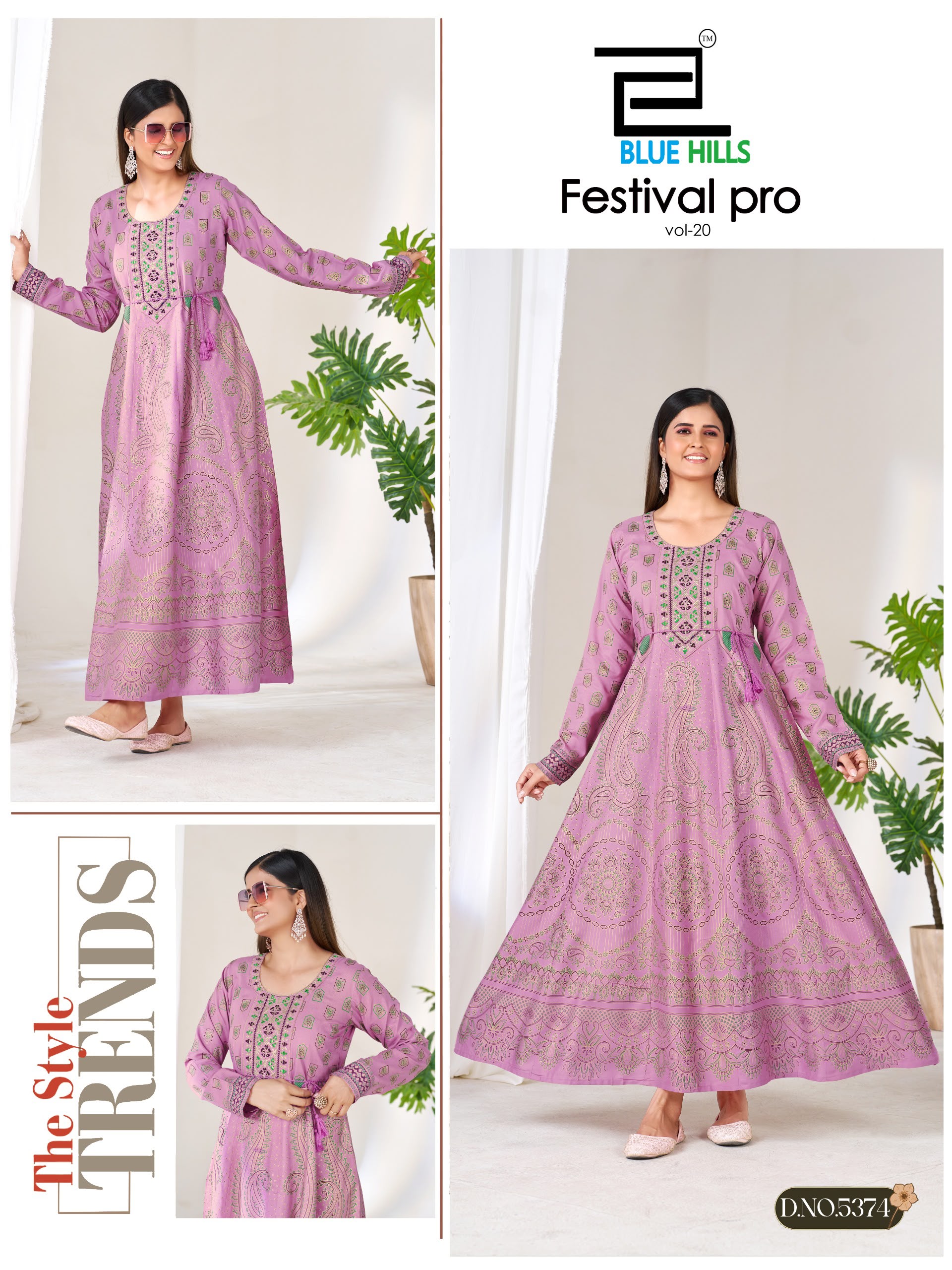 Blue Hills Festival Pro Vol 20 Classic Neck Embroidery Anarkali Gown