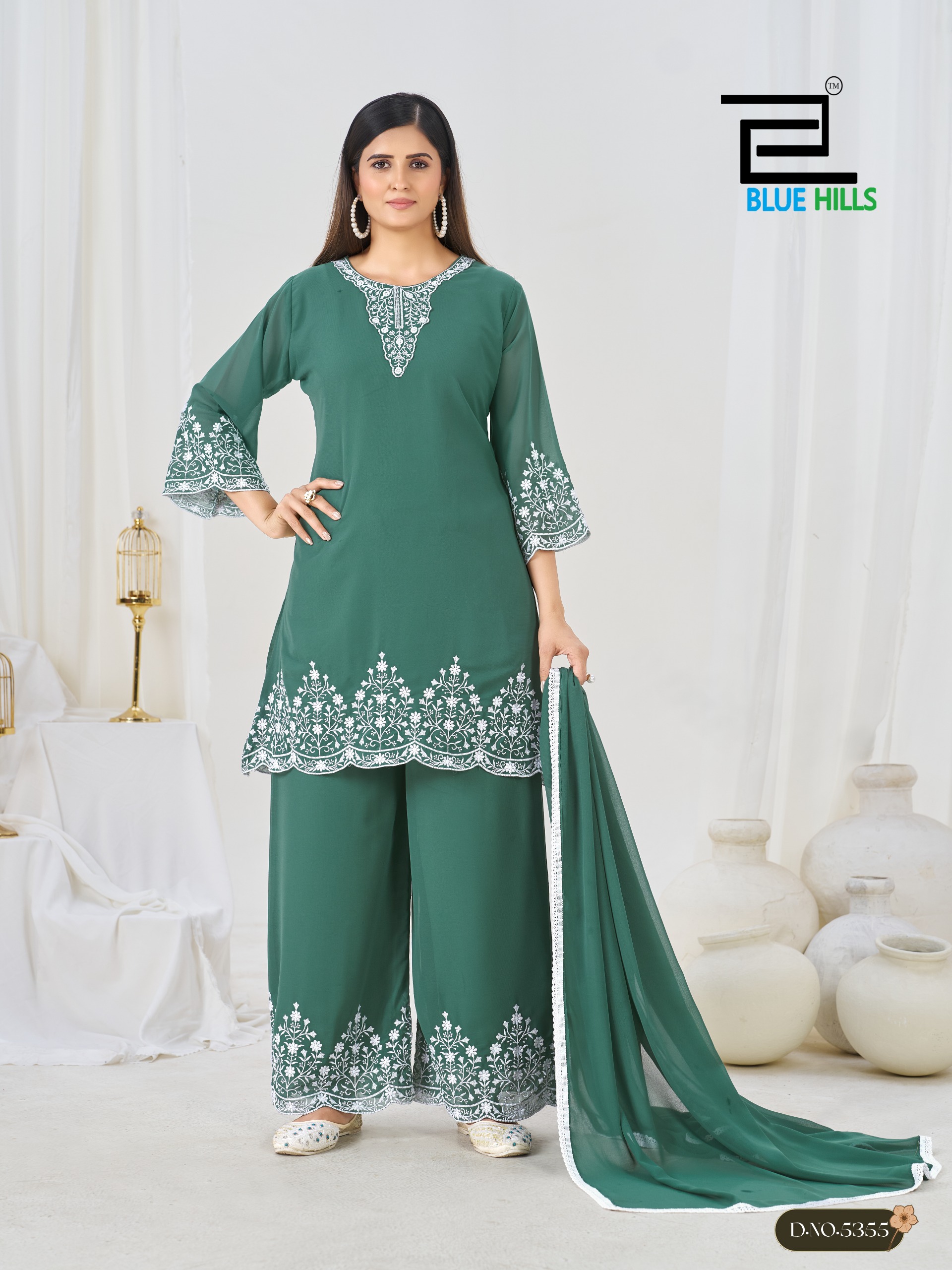 Blue Hills Mahnoor Georgette Thread Worked Salwar Suit — Wholesale Readymade Suit, Blue Hills wholesale from Surat — view 5