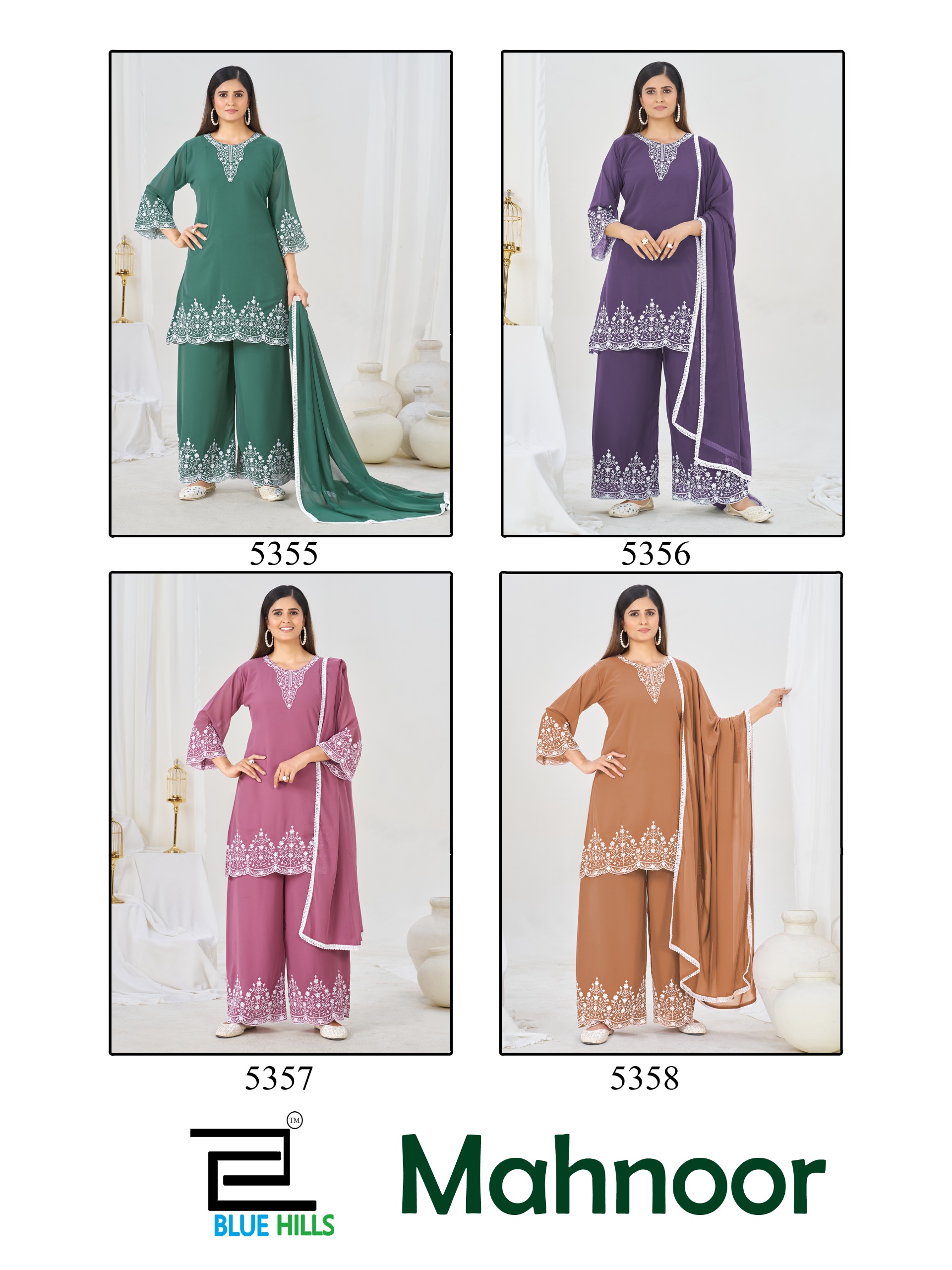 Blue Hills Mahnoor Georgette Thread Worked Salwar Suit — Wholesale Readymade Suit, Blue Hills wholesale from Surat — view 4