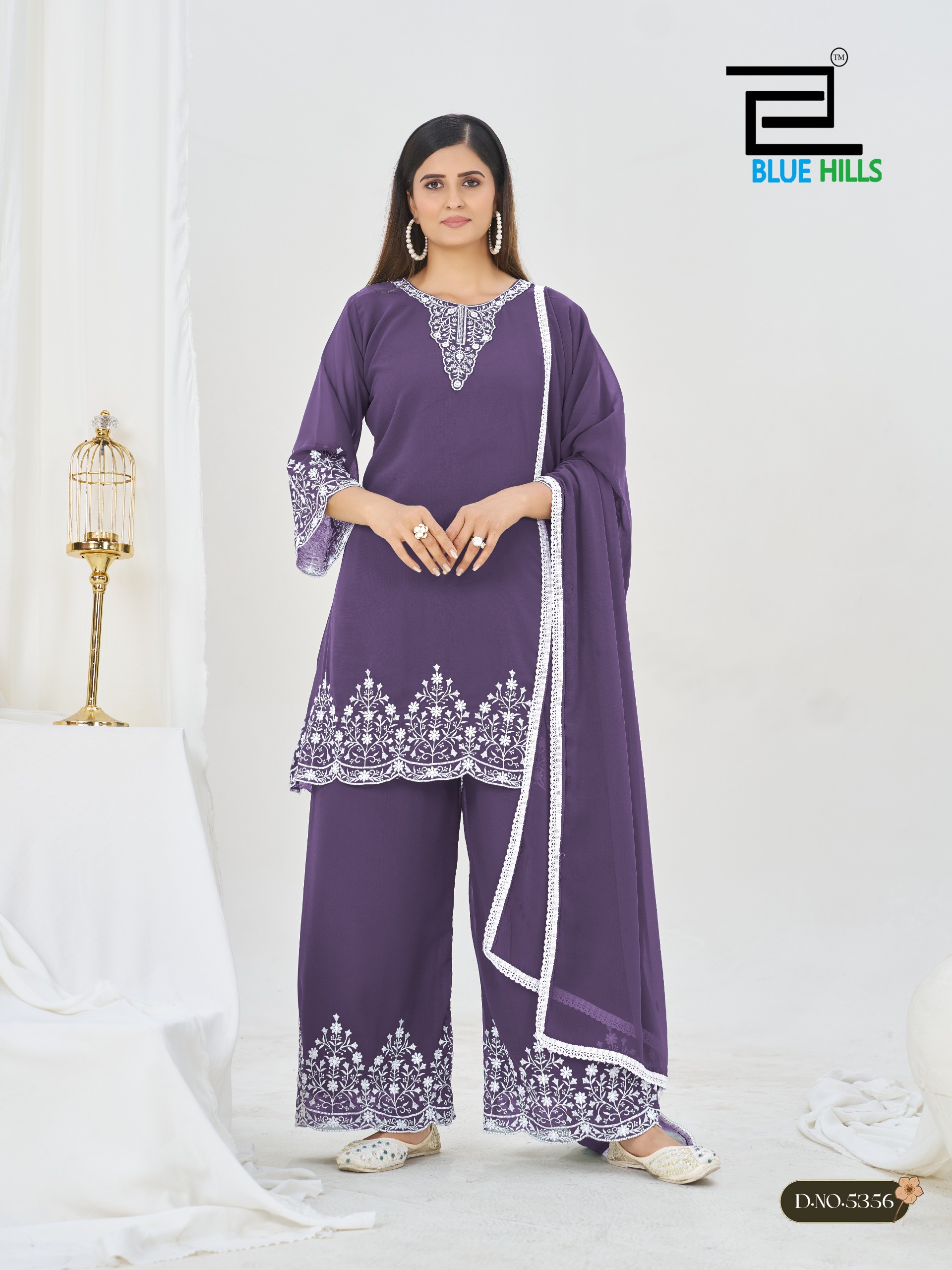Blue Hills Mahnoor Georgette Thread Worked Salwar Suit — Wholesale Readymade Suit, Blue Hills wholesale from Surat — view 3
