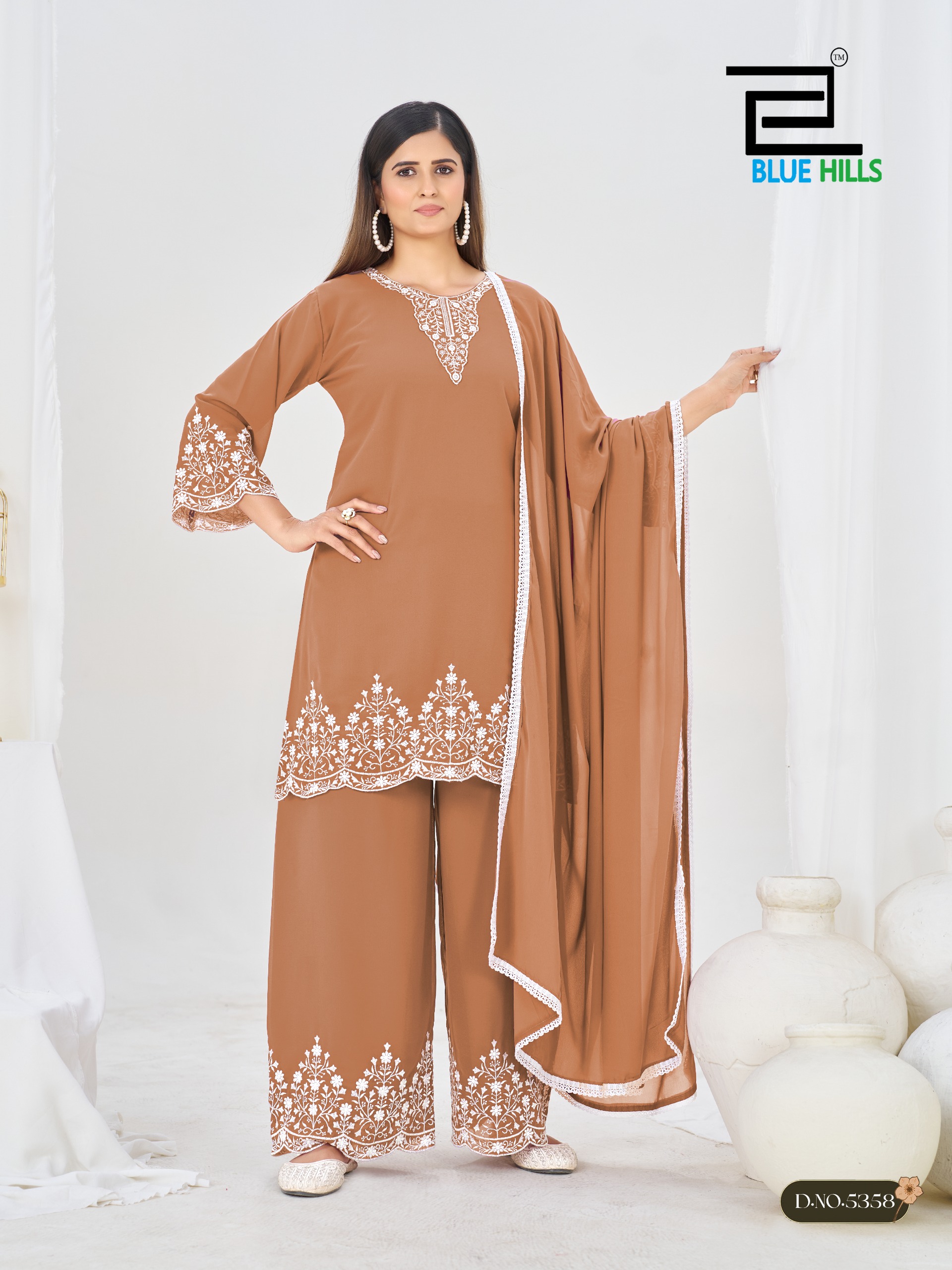 Blue Hills Mahnoor Georgette Thread Worked Salwar Suit — Wholesale Readymade Suit, Blue Hills wholesale from Surat — view 2