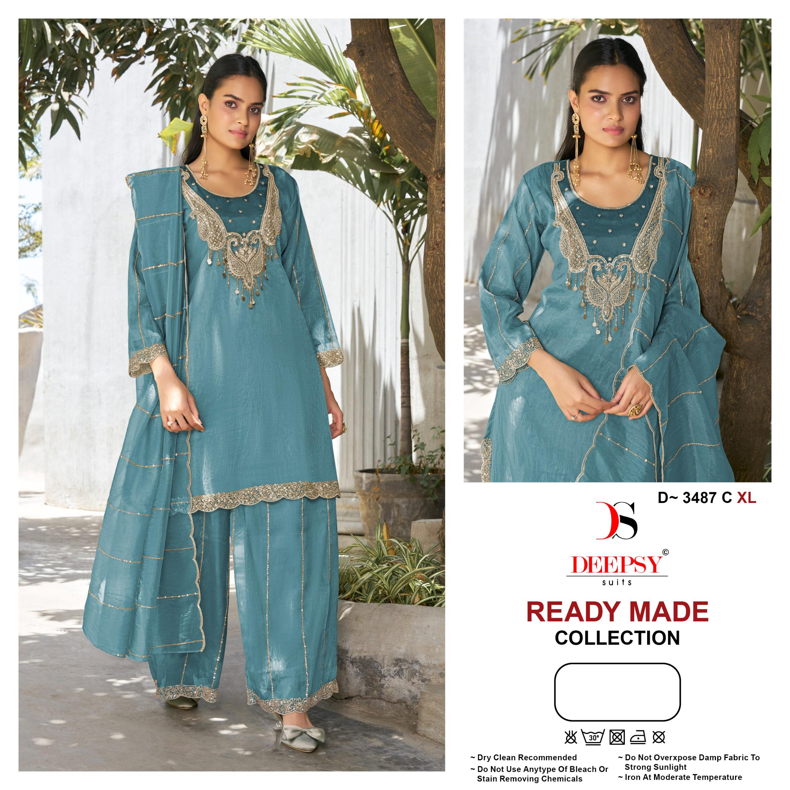 Deepsy D 3487 Salsa Silk Beats &amp; Zardosi Work Palazzo Suit Set — Designer Readymade Suits, Deepsy Suit wholesale from Surat — view 4