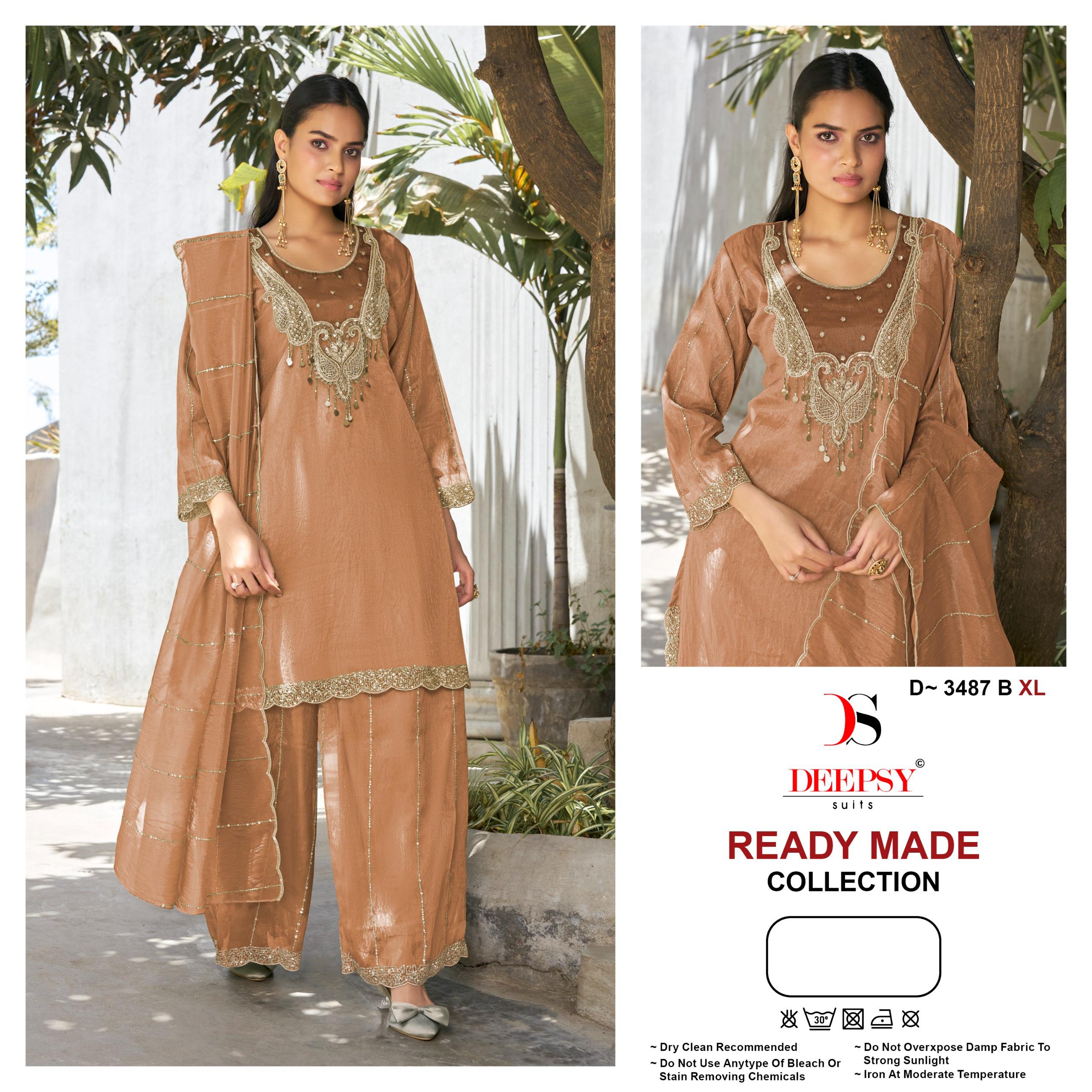 Deepsy D 3487 Salsa Silk Beats &amp; Zardosi Work Palazzo Suit Set — Designer Readymade Suits, Deepsy Suit wholesale from Surat — view 3