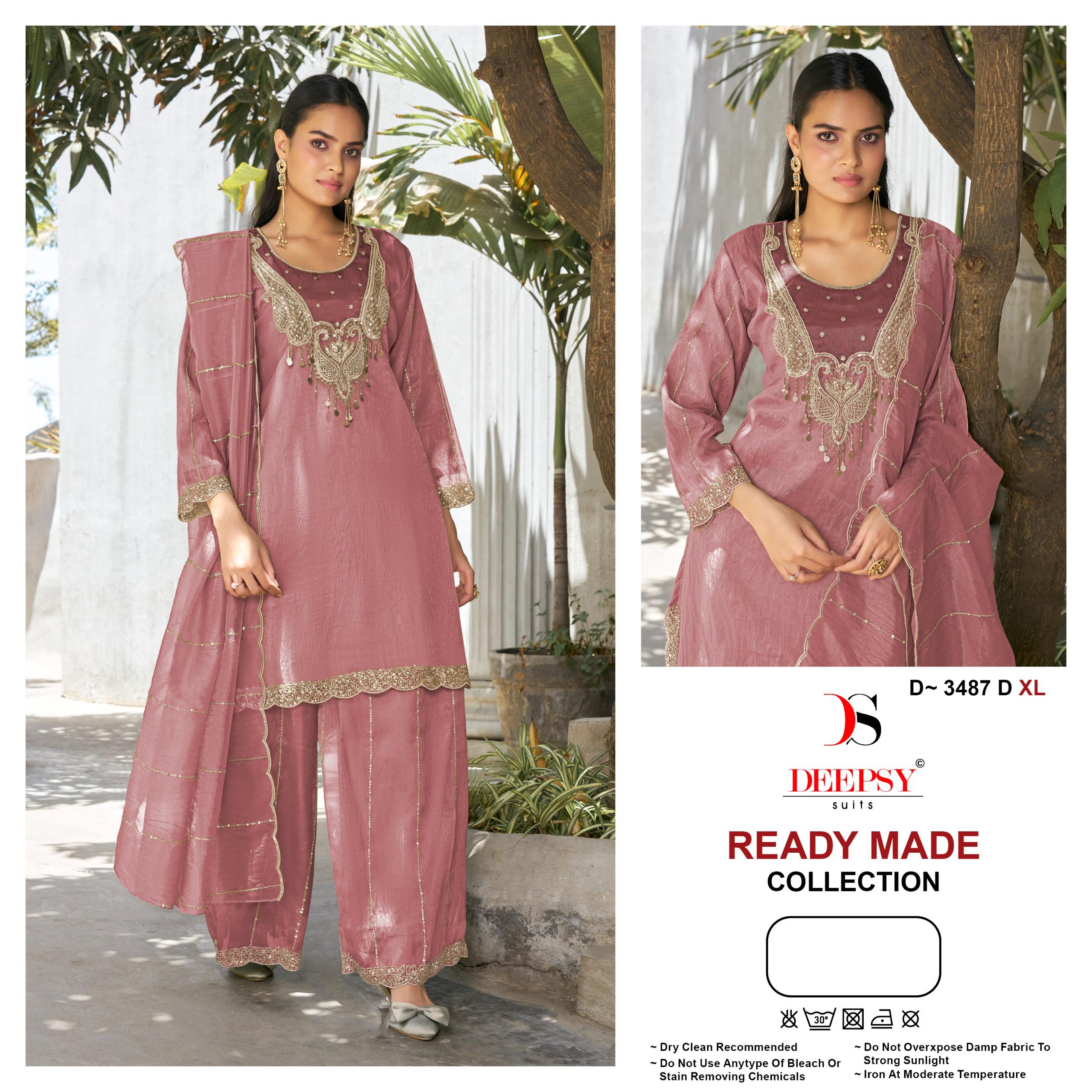 Deepsy D 3487 Salsa Silk Beats &amp; Zardosi Work Palazzo Suit Set — Designer Readymade Suits, Deepsy Suit wholesale from Surat — view 2