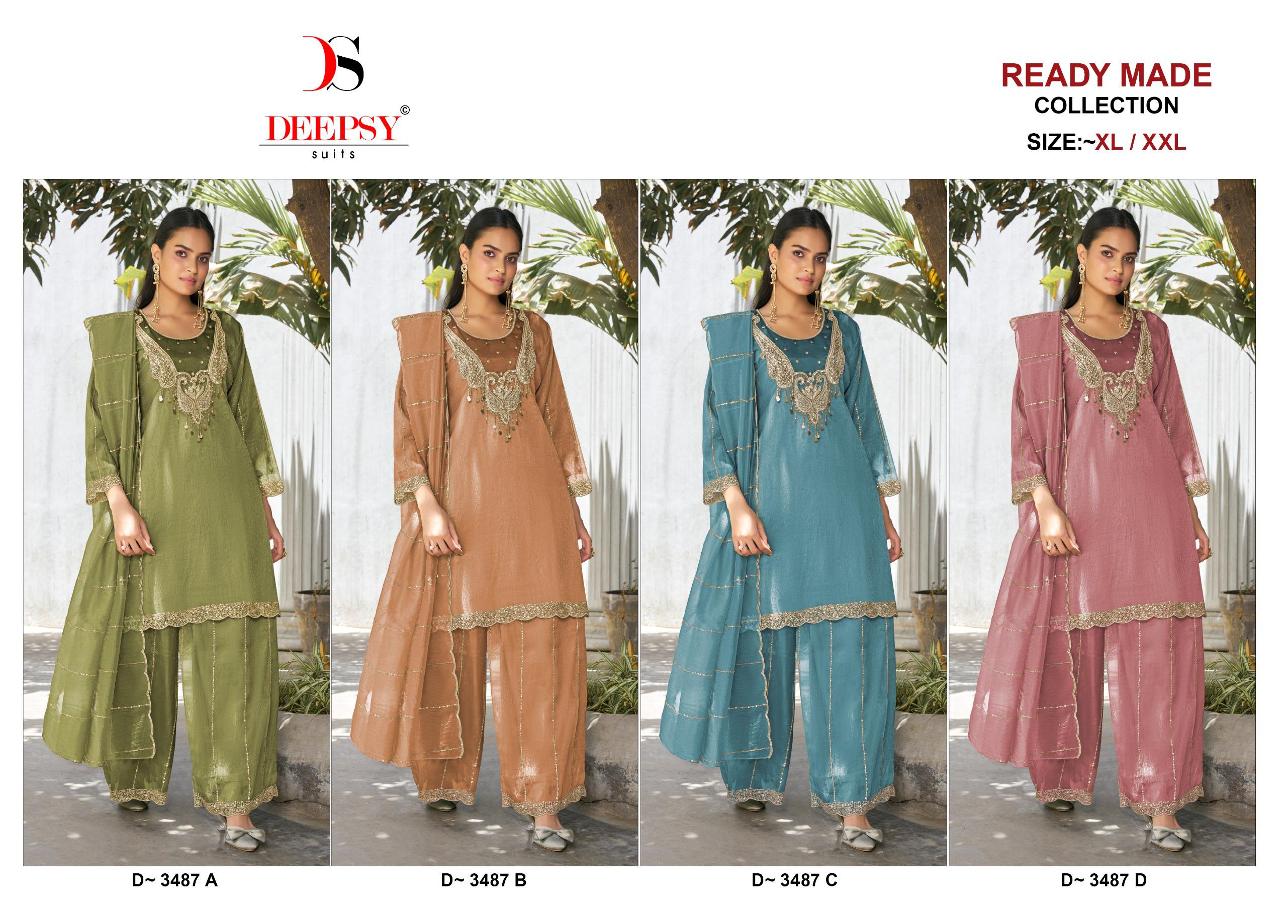 Deepsy D 3487 Salsa Silk Beats &amp; Zardosi Work Palazzo Suit Set — Designer Readymade Suits, Deepsy Suit wholesale from Surat — view 5