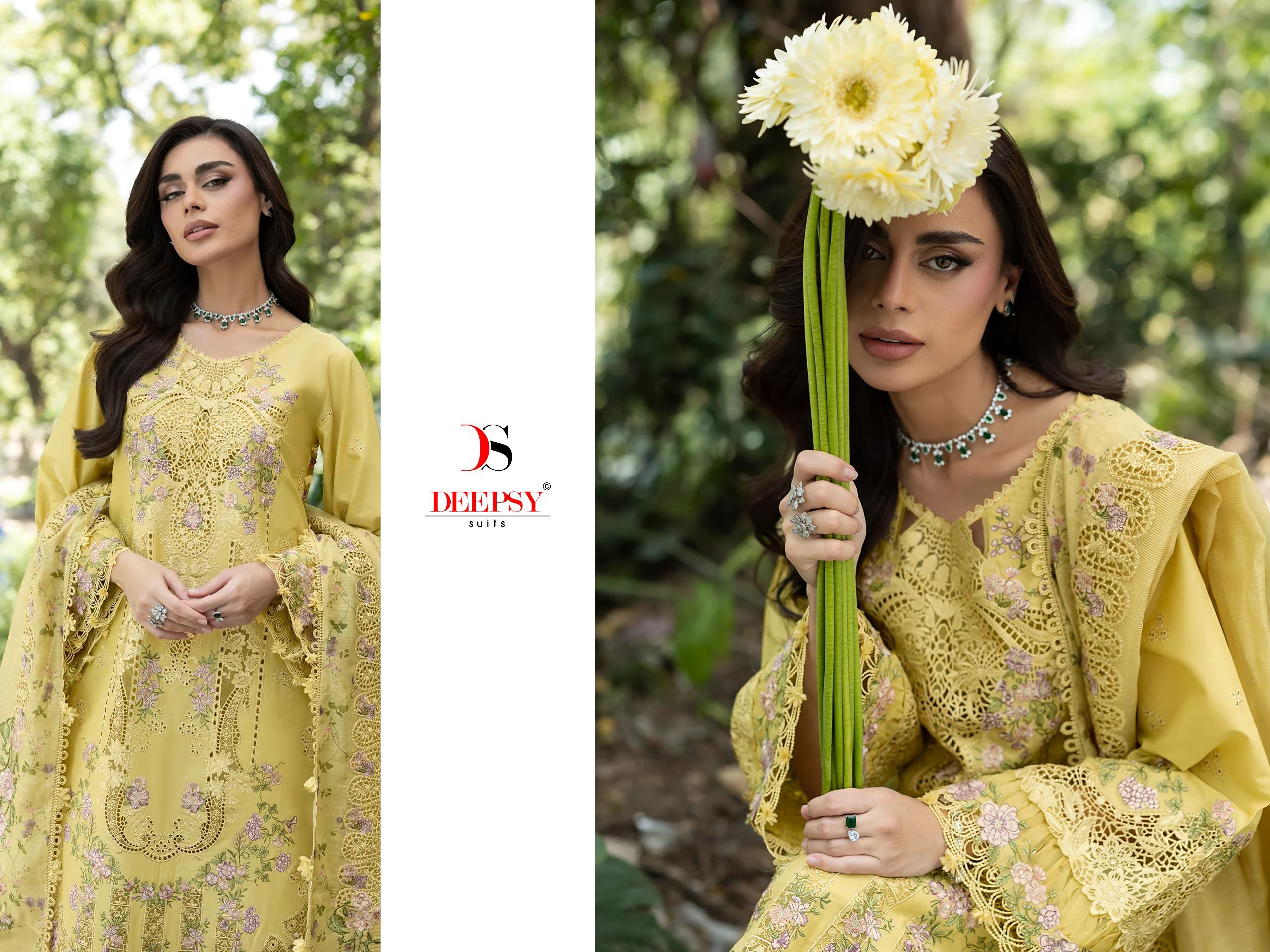Deepsy Elaf Premium Vol 6 Lawn Cotton Embroidered Salwar Suit — Wholesale Pakistani Suits, Shree Fabs wholesale from Surat — view 4