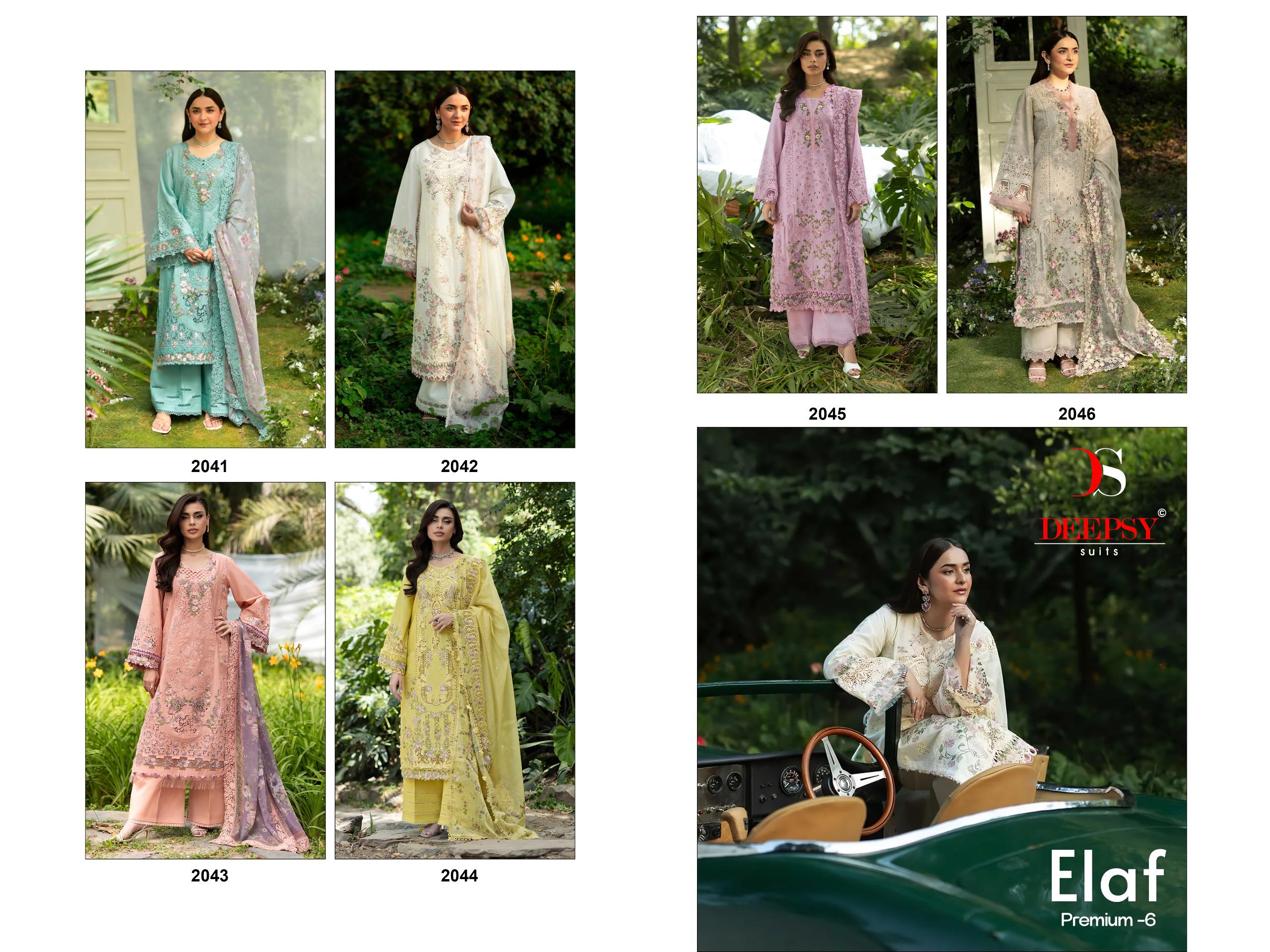 Deepsy Elaf Premium Vol 6 Lawn Cotton Embroidered Salwar Suit — Wholesale Pakistani Suits, Shree Fabs wholesale from Surat — view 3