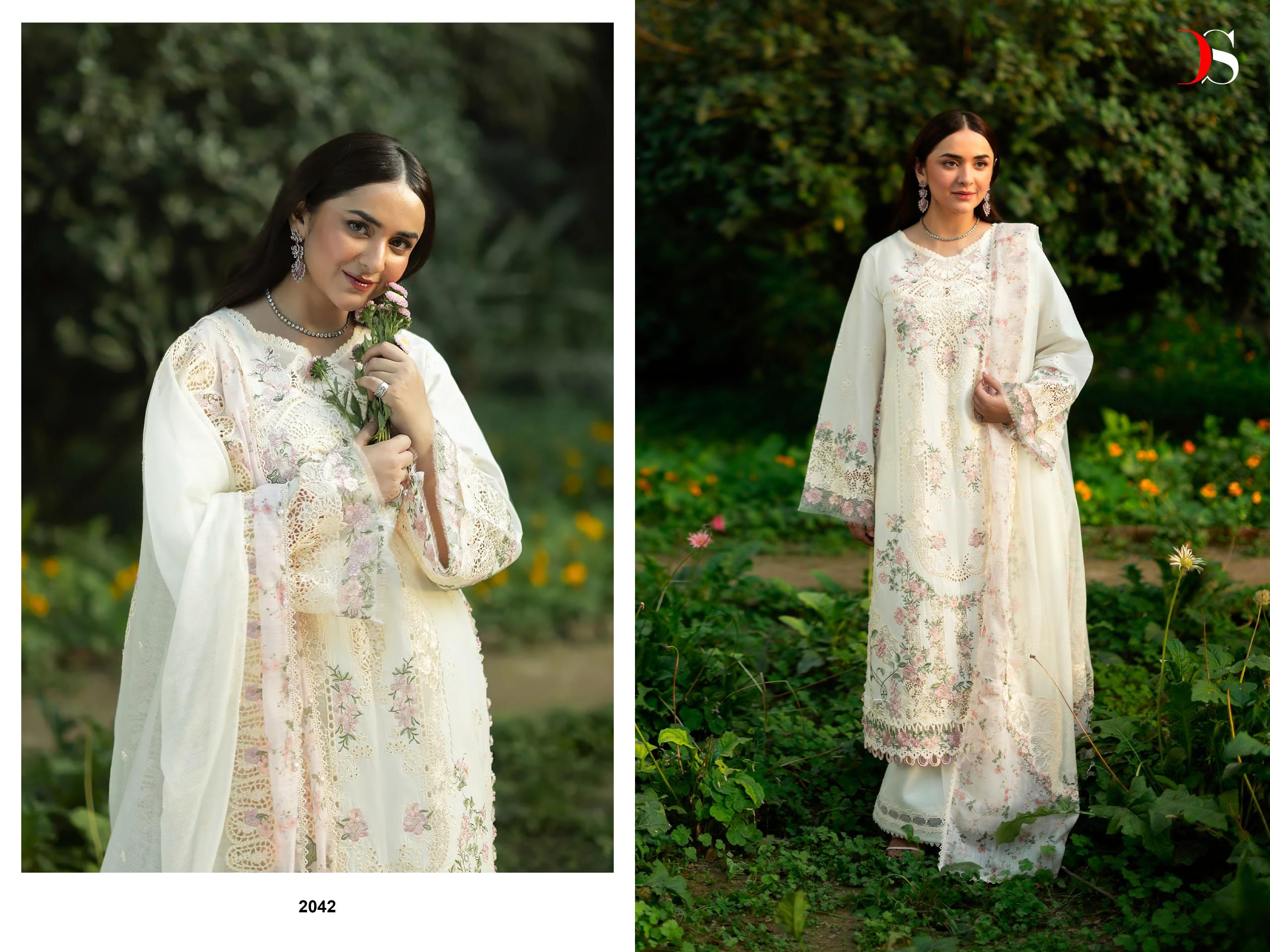 Deepsy Elaf Premium Vol 6 Lawn Cotton Embroidered Salwar Suit — Wholesale Pakistani Suits, Shree Fabs wholesale from Surat — view 2