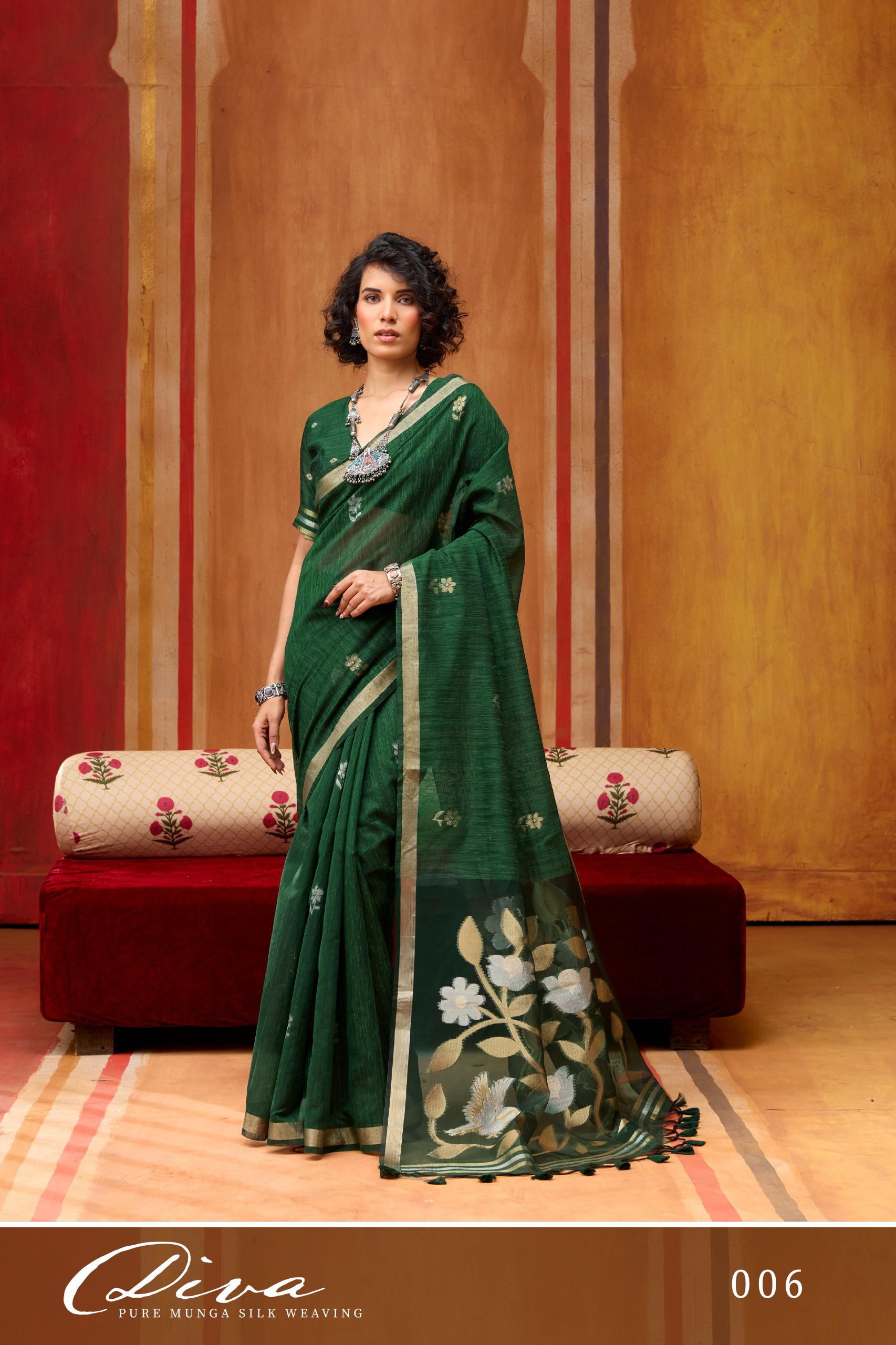 Diva 001 To 006 Munga Silk Handloom Weaving Saree