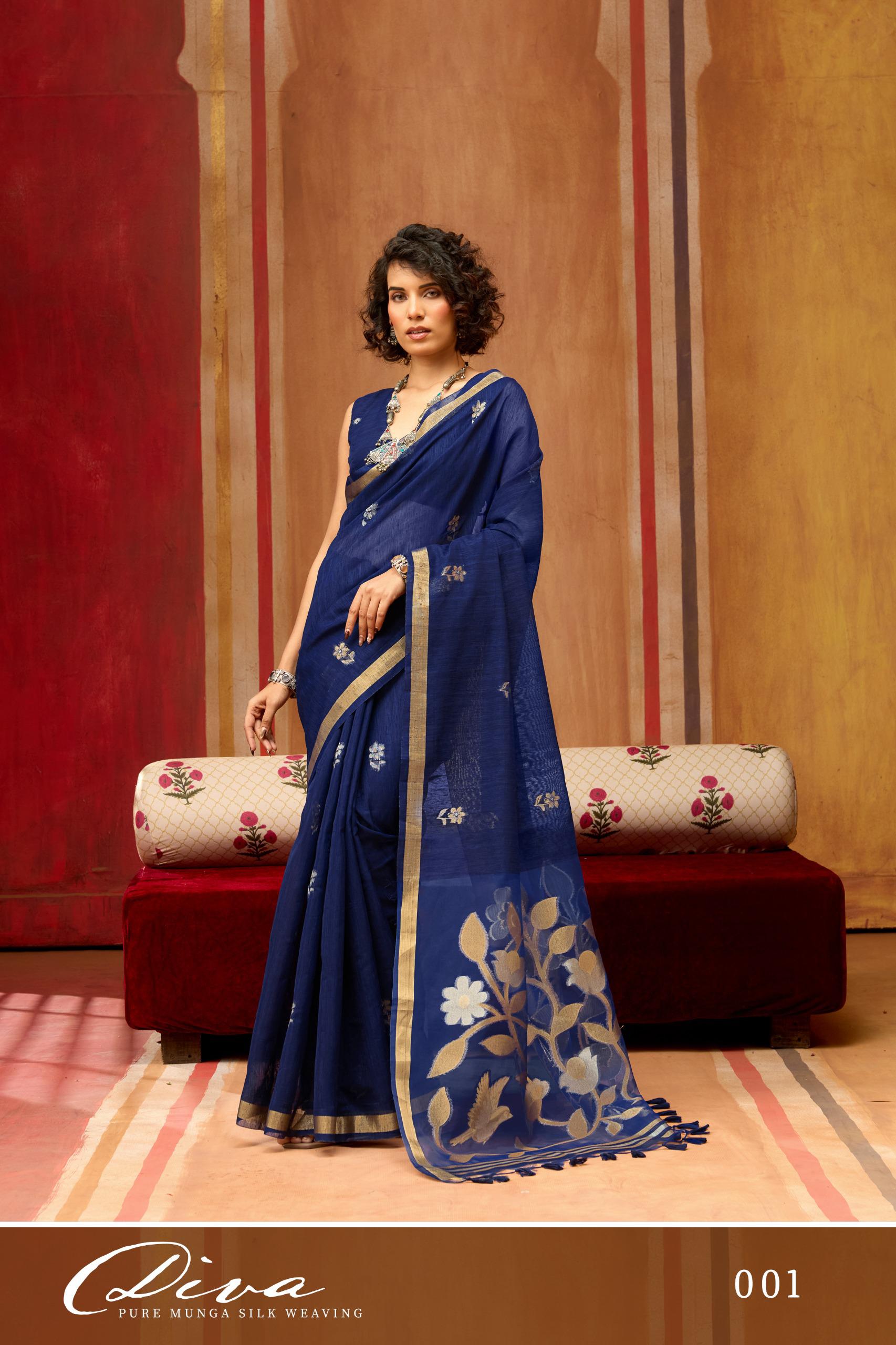 Diva 001 To 006 Munga Silk Handloom Weaving Saree — Wholesale Sarees, rajtex wholesale from Surat — view 7