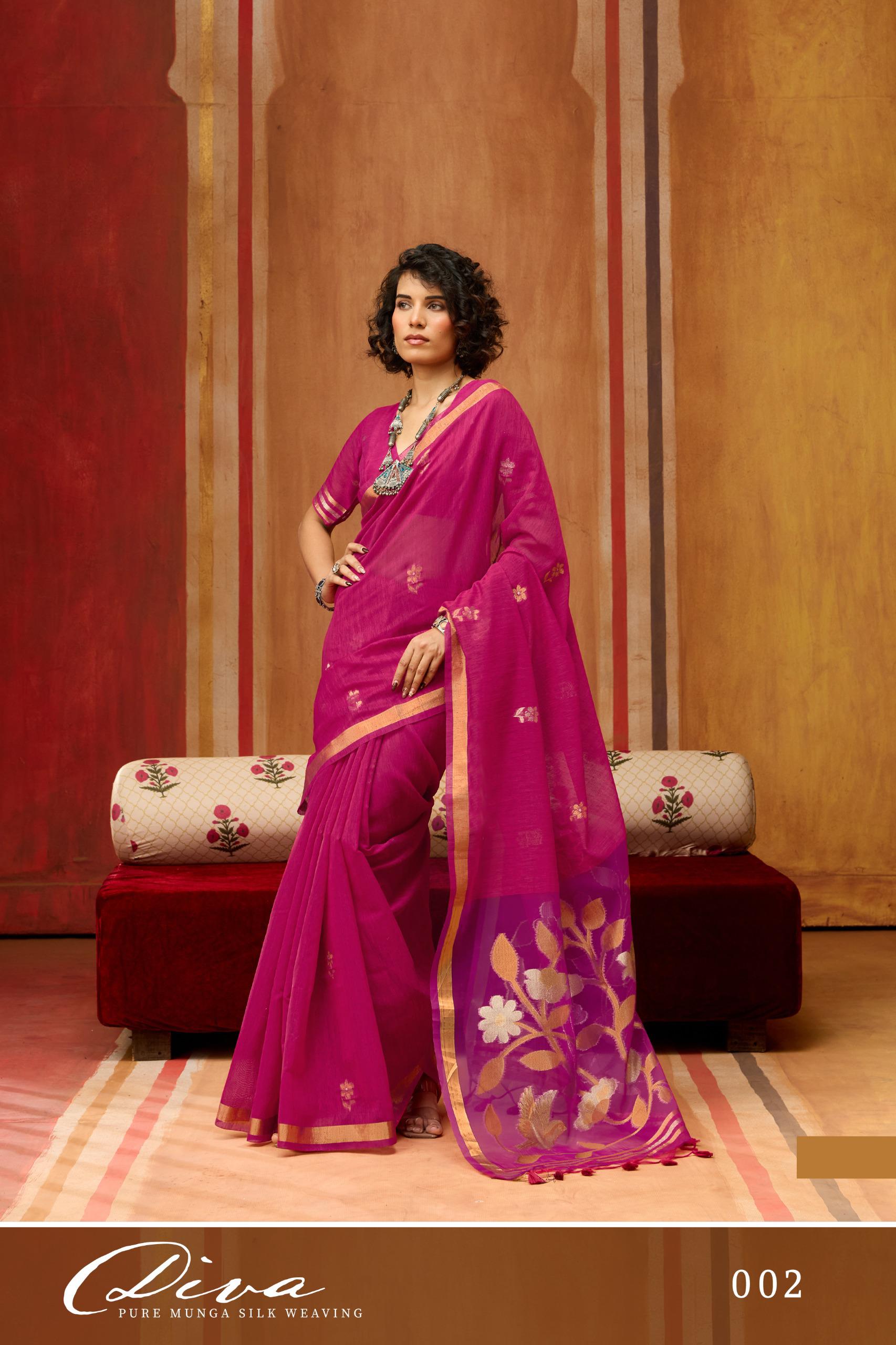 Diva 001 To 006 Munga Silk Handloom Weaving Saree — Wholesale Sarees, rajtex wholesale from Surat — view 6