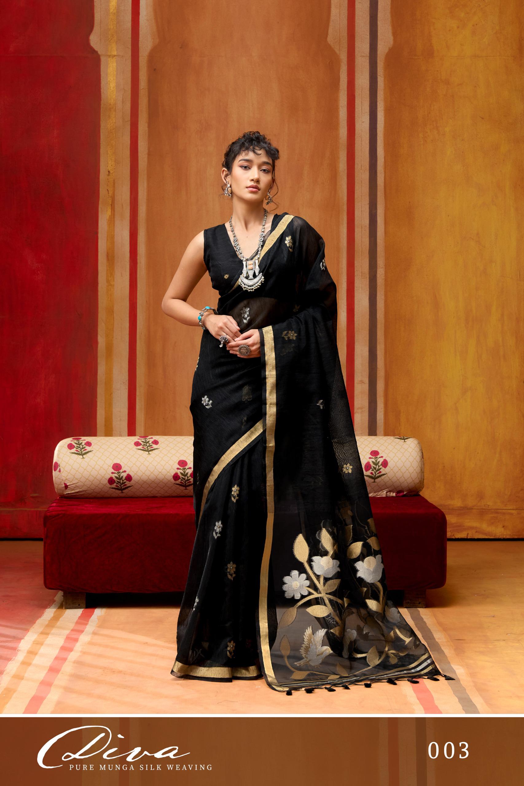 Diva 001 To 006 Munga Silk Handloom Weaving Saree — Wholesale Sarees, rajtex wholesale from Surat — view 5