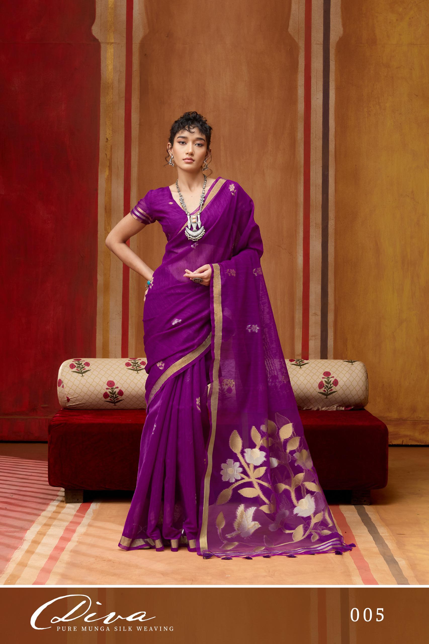 Diva 001 To 006 Munga Silk Handloom Weaving Saree — Wholesale Sarees, rajtex wholesale from Surat — view 4