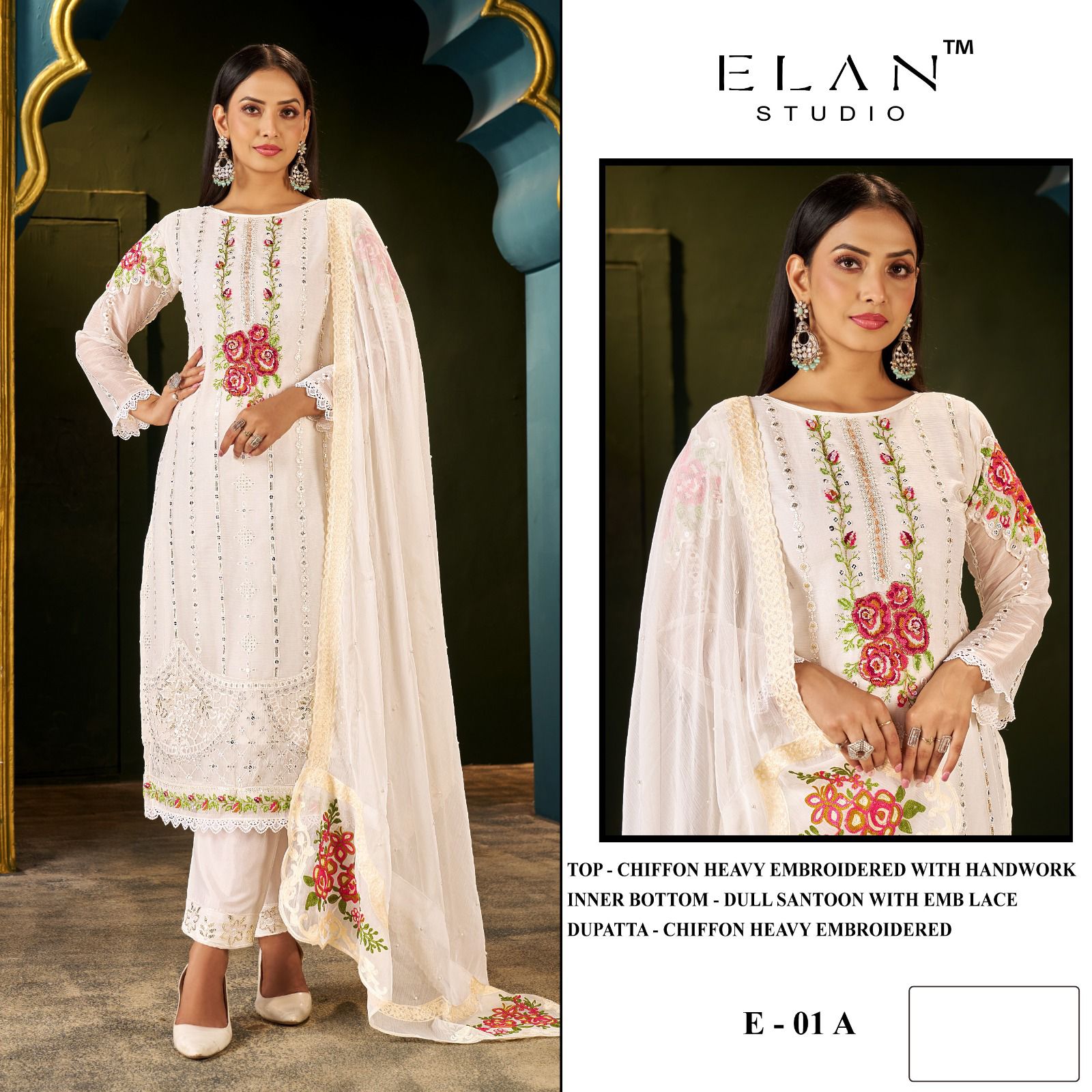 Elan E 01 Chiffon Embroidered Pakistani Salwar Kameez