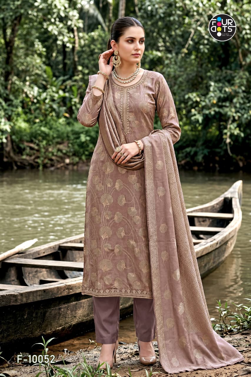 Four Dots Keeva Jiraff Silk Hand Worked Dress Material