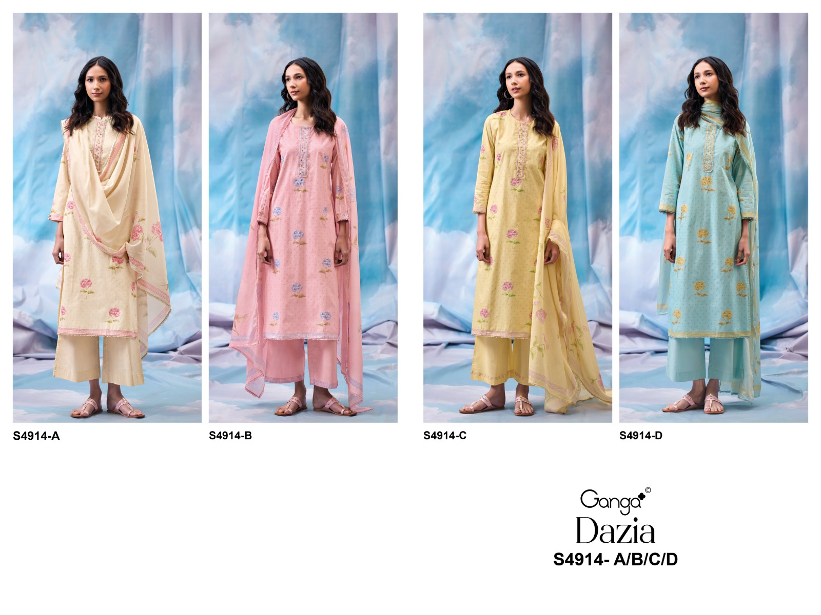 Ganga Dazia 4914 Cotton Printed Embroidered Salwar Kameez — Wholesale Pakistani Suits, Ganga wholesale from Surat — view 6