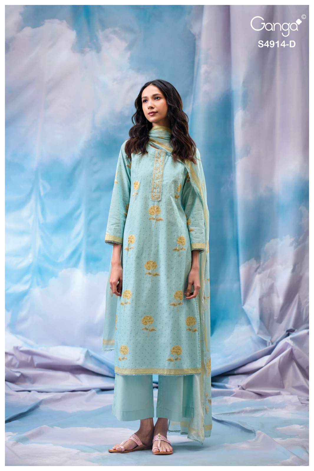 Ganga Dazia 4914 Cotton Printed Embroidered Salwar Kameez — Wholesale Pakistani Suits, Ganga wholesale from Surat — view 5