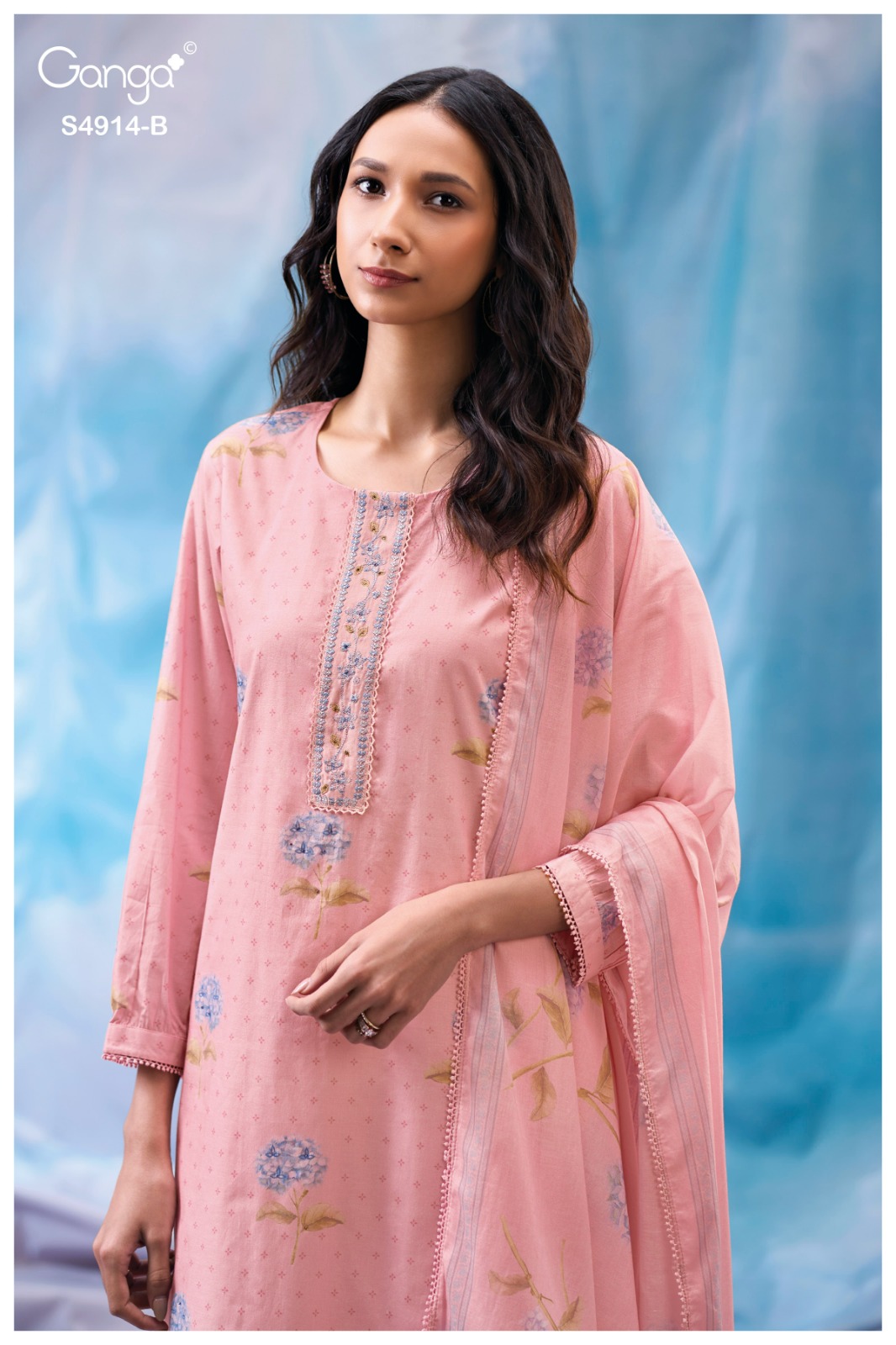 Ganga Dazia 4914 Cotton Printed Embroidered Salwar Kameez — Wholesale Pakistani Suits, Ganga wholesale from Surat — view 4