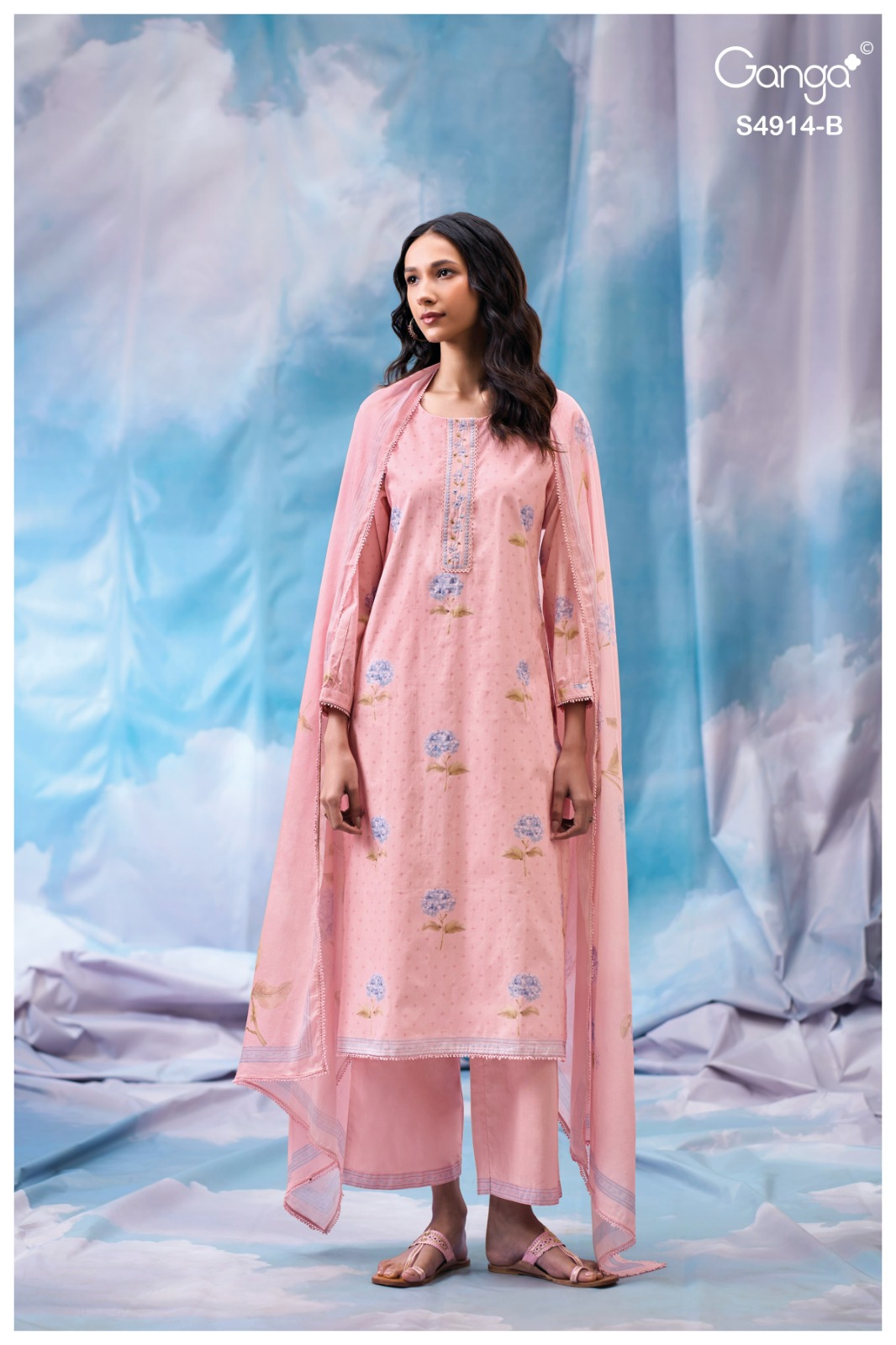 Ganga Dazia 4914 Cotton Printed Embroidered Salwar Kameez