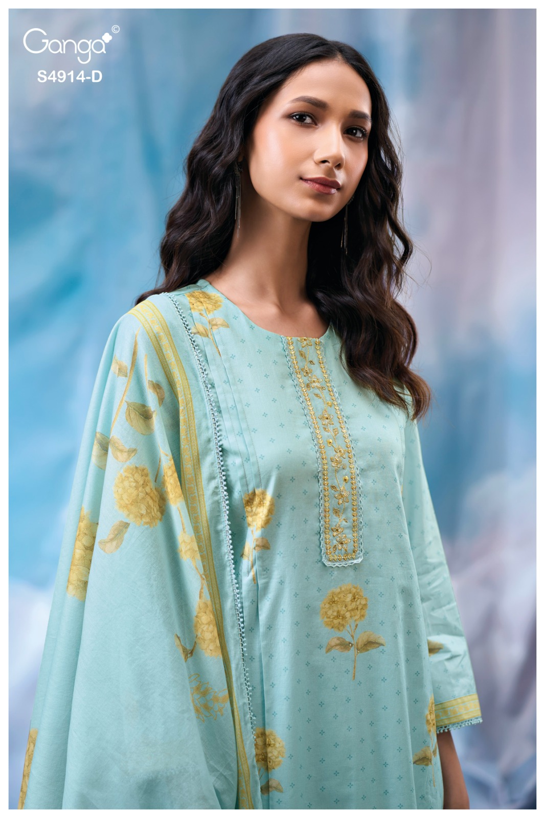 Ganga Dazia 4914 Cotton Printed Embroidered Salwar Kameez — Wholesale Pakistani Suits, Ganga wholesale from Surat — view 8