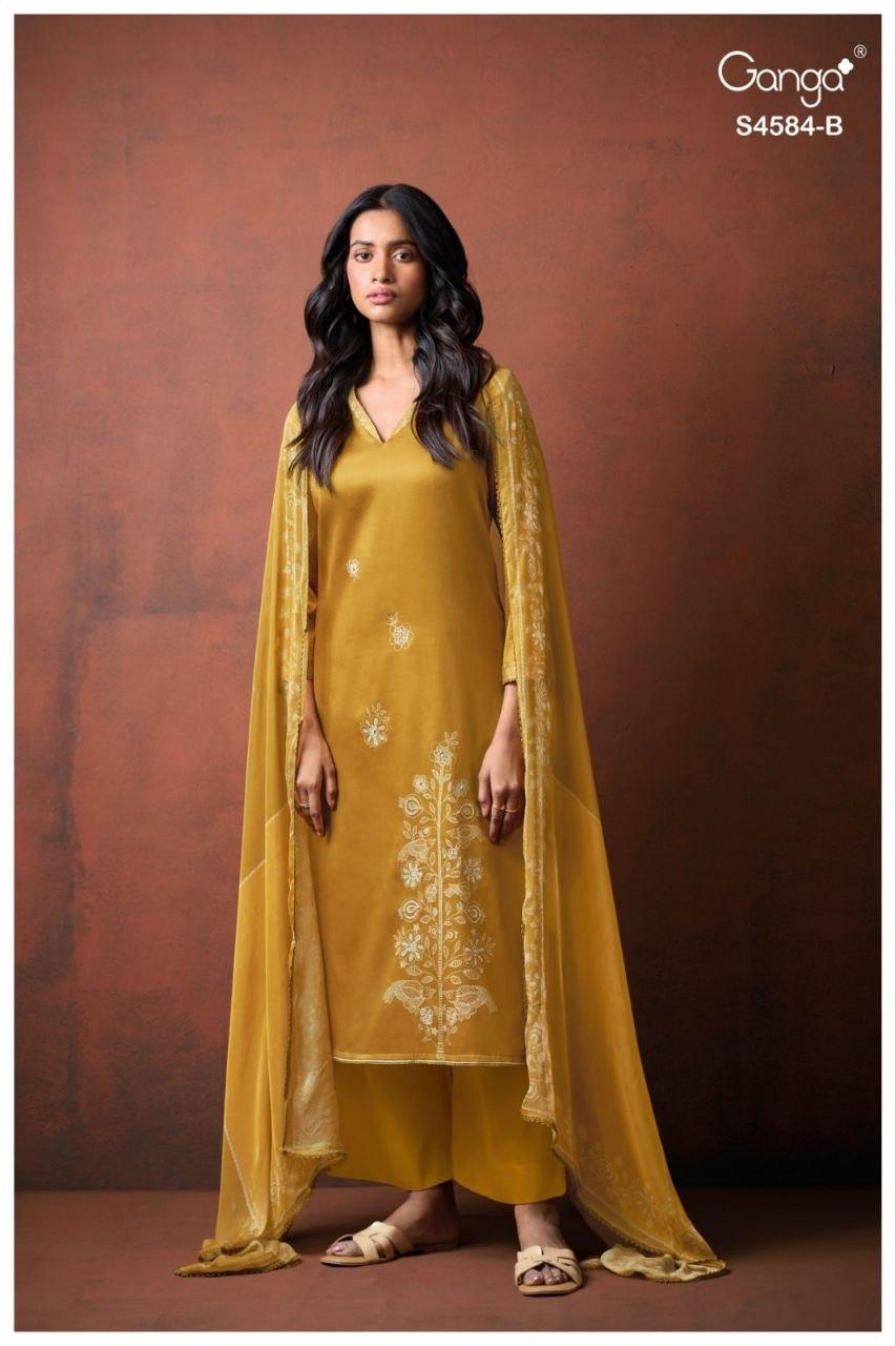 Ganga Feska 4584 Cotton Satin Handworked Salwar Kameez Set