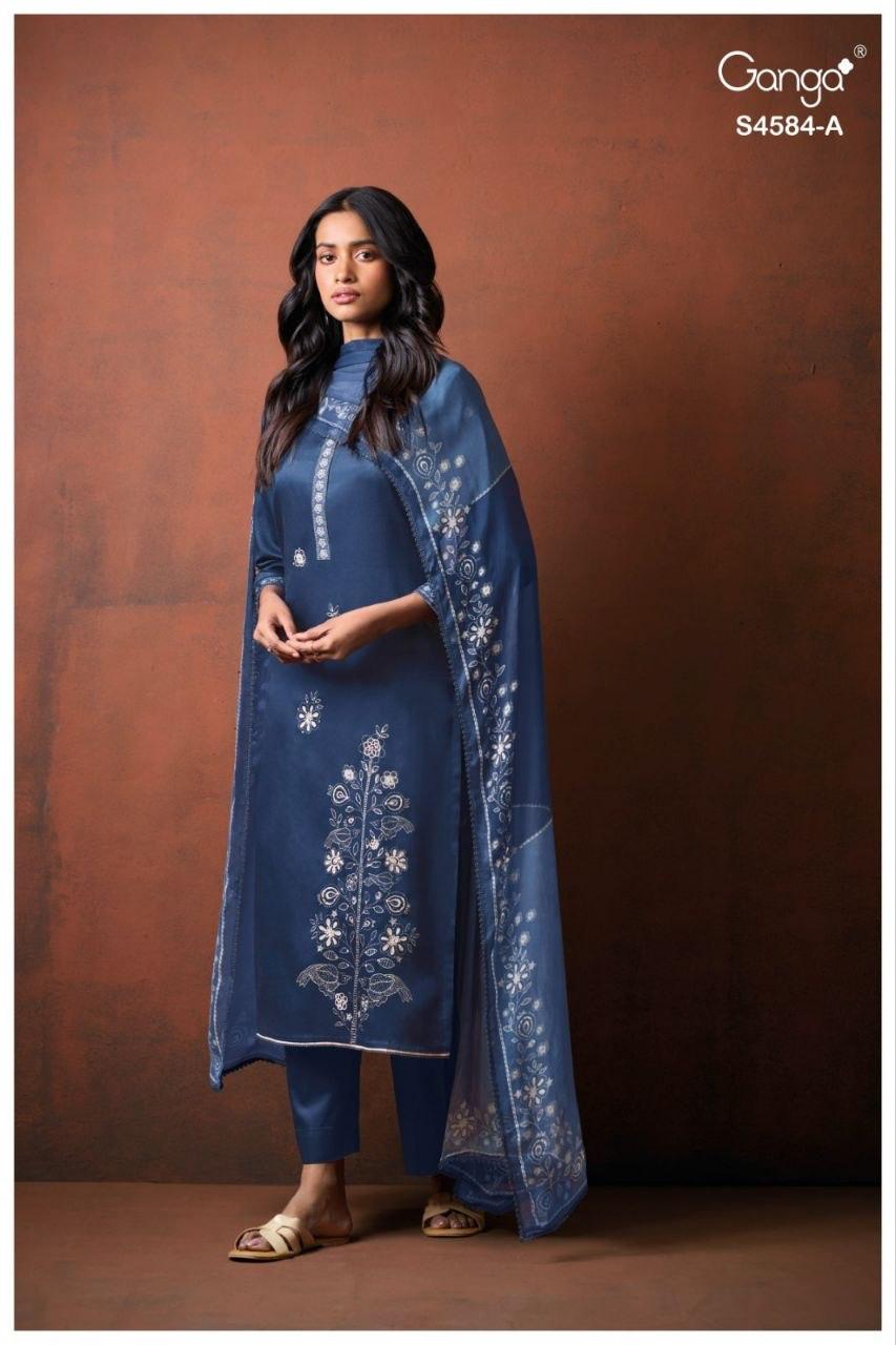 Ganga Feska 4584 Cotton Satin Handworked Salwar Kameez Set — Wholesale Pakistani Suits, Ganga wholesale from Surat — view 5