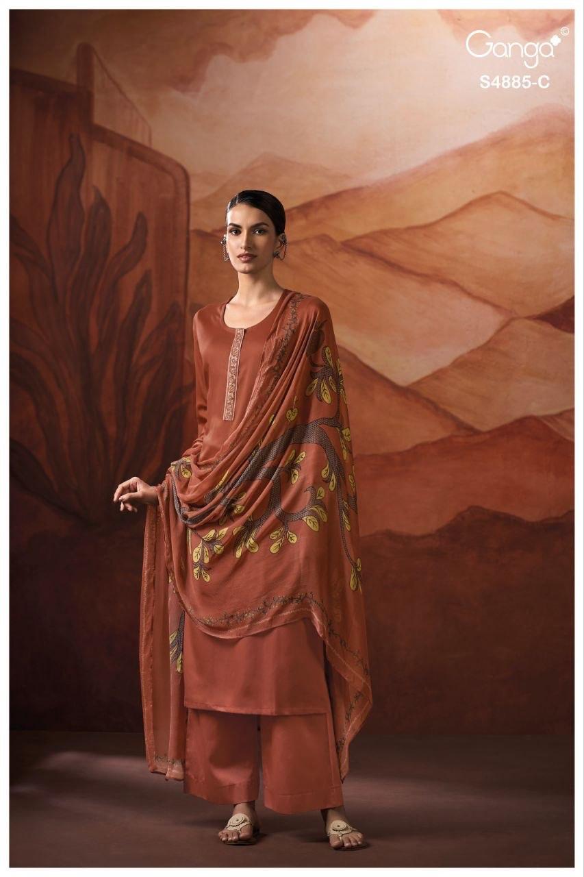 Ganga Lvessa 4885 Cotton Satin Printed Neck Salwar Suit