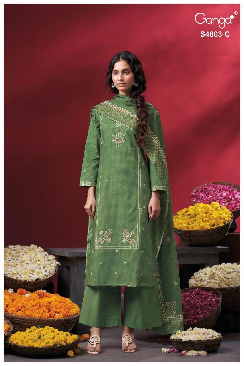 Ganga Nireya 4803 Cotton Printed Embroiderd Salwar Suit — Wholesale Salwar Suits, Ganga wholesale from Surat — view 9