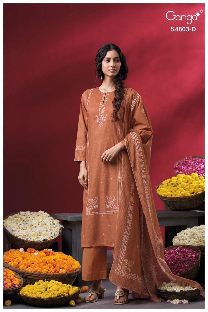 Ganga Nireya 4803 Cotton Printed Embroiderd Salwar Suit — Wholesale Salwar Suits, Ganga wholesale from Surat — view 7