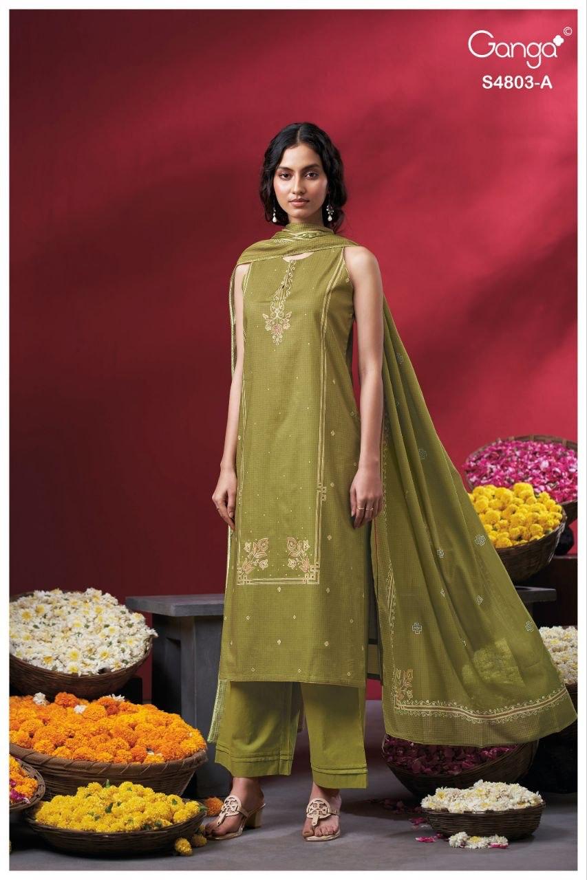 Ganga Nireya 4803 Cotton Printed Embroiderd Salwar Suit — Wholesale Salwar Suits, Ganga wholesale from Surat — view 6
