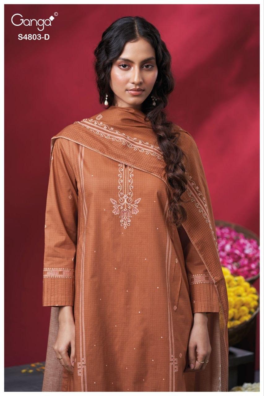 Ganga Nireya 4803 Cotton Printed Embroiderd Salwar Suit — Wholesale Salwar Suits, Ganga wholesale from Surat — view 3