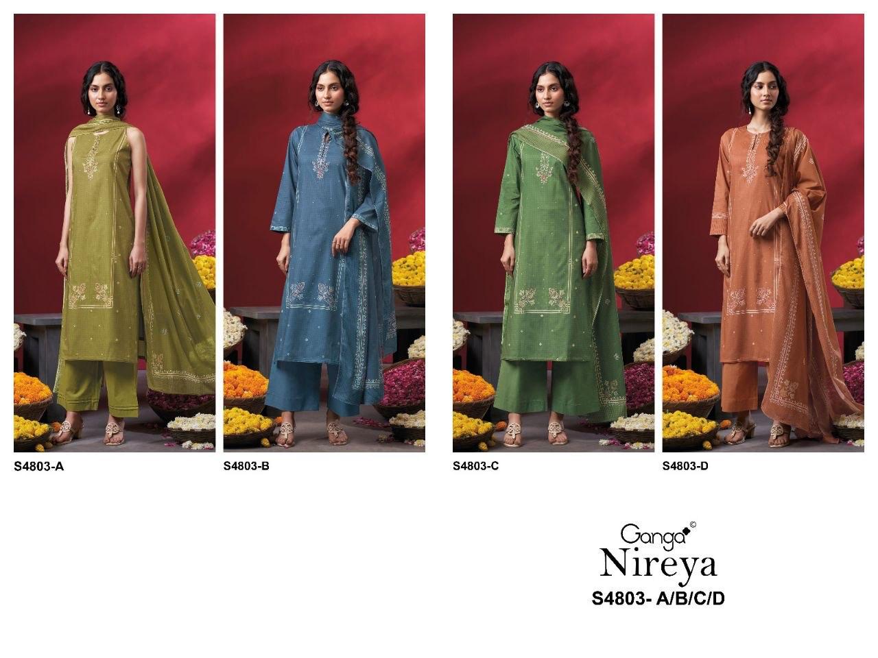 Ganga Nireya 4803 Cotton Printed Embroiderd Salwar Suit — Wholesale Salwar Suits, Ganga wholesale from Surat — view 2