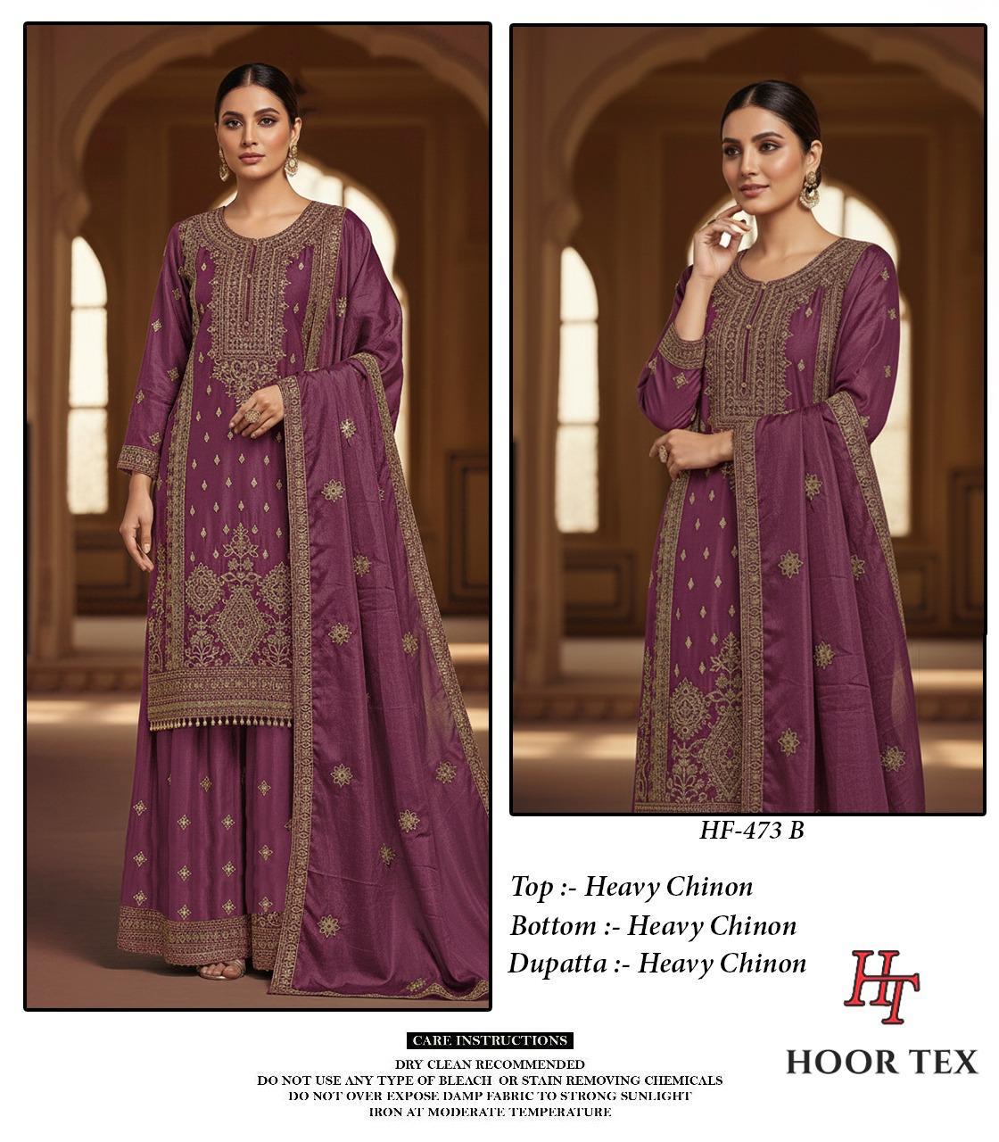 Hoor Tex 473 A To D Chinon Cut Worked Pakistani Salwar Suit — Designer Readymade Suits, hoor Tex wholesale from Surat — view 3
