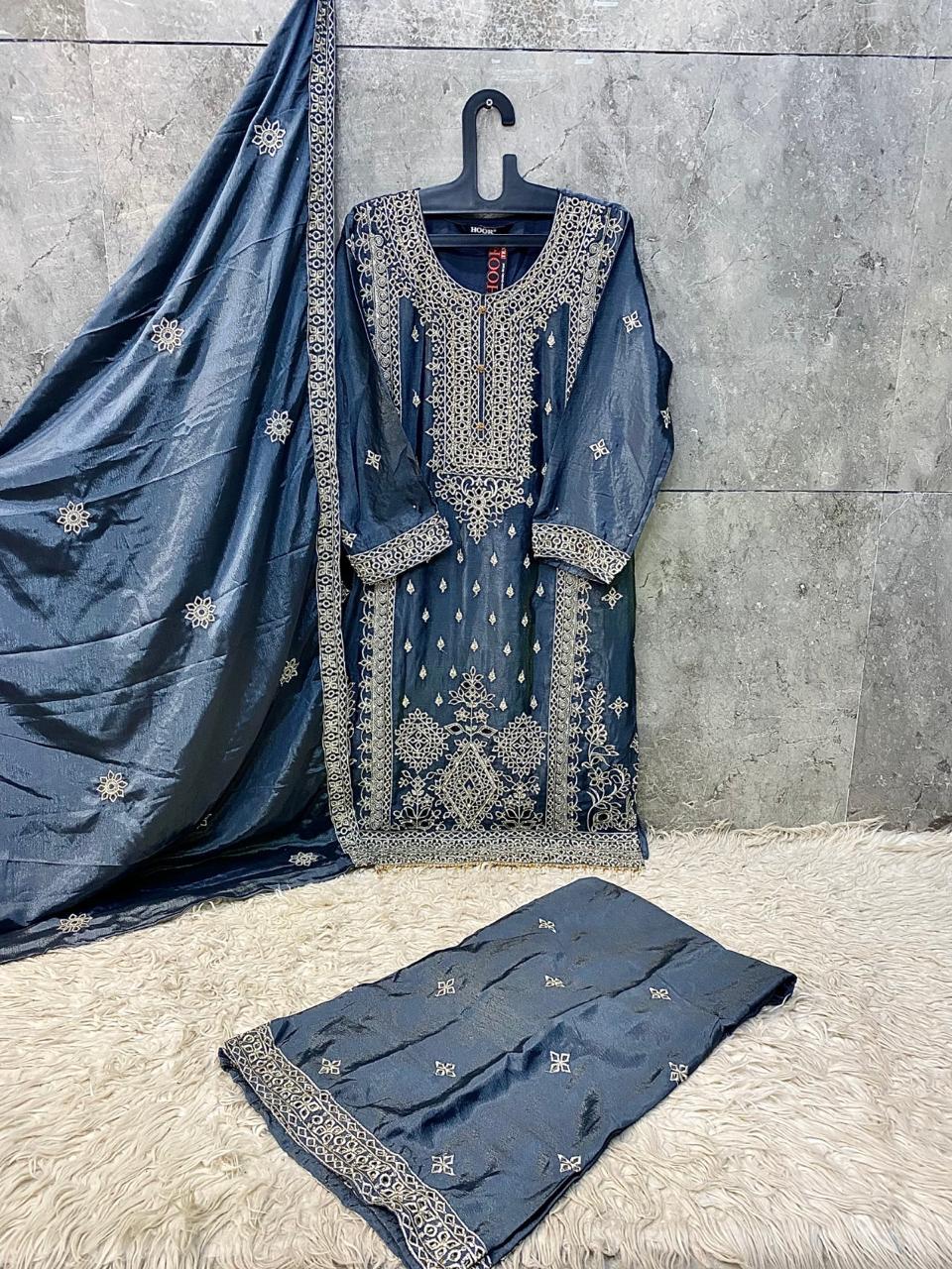 Hoor Tex 473 A To D Chinon Cut Worked Pakistani Salwar Suit — Designer Readymade Suits, hoor Tex wholesale from Surat — view 5