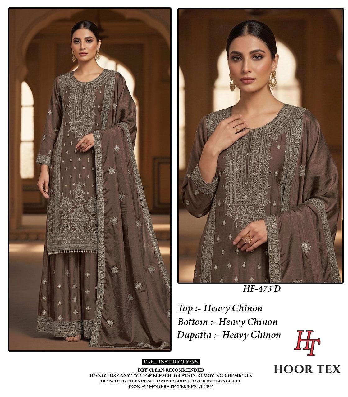 Hoor Tex 473 A To D Chinon Cut Worked Pakistani Salwar Suit — Designer Readymade Suits, hoor Tex wholesale from Surat — view 2