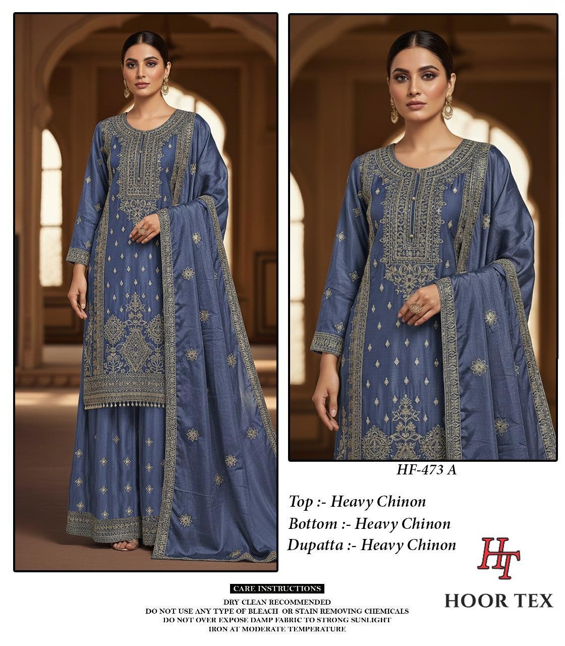 Hoor Tex 473 A To D Chinon Cut Worked Pakistani Salwar Suit — Designer Readymade Suits, hoor Tex wholesale from Surat — view 4