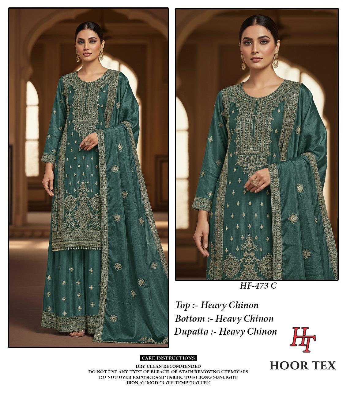Hoor Tex 473 A To D Chinon Cut Worked Pakistani Salwar Suit — Designer Readymade Suits, hoor Tex wholesale from Surat — view 9