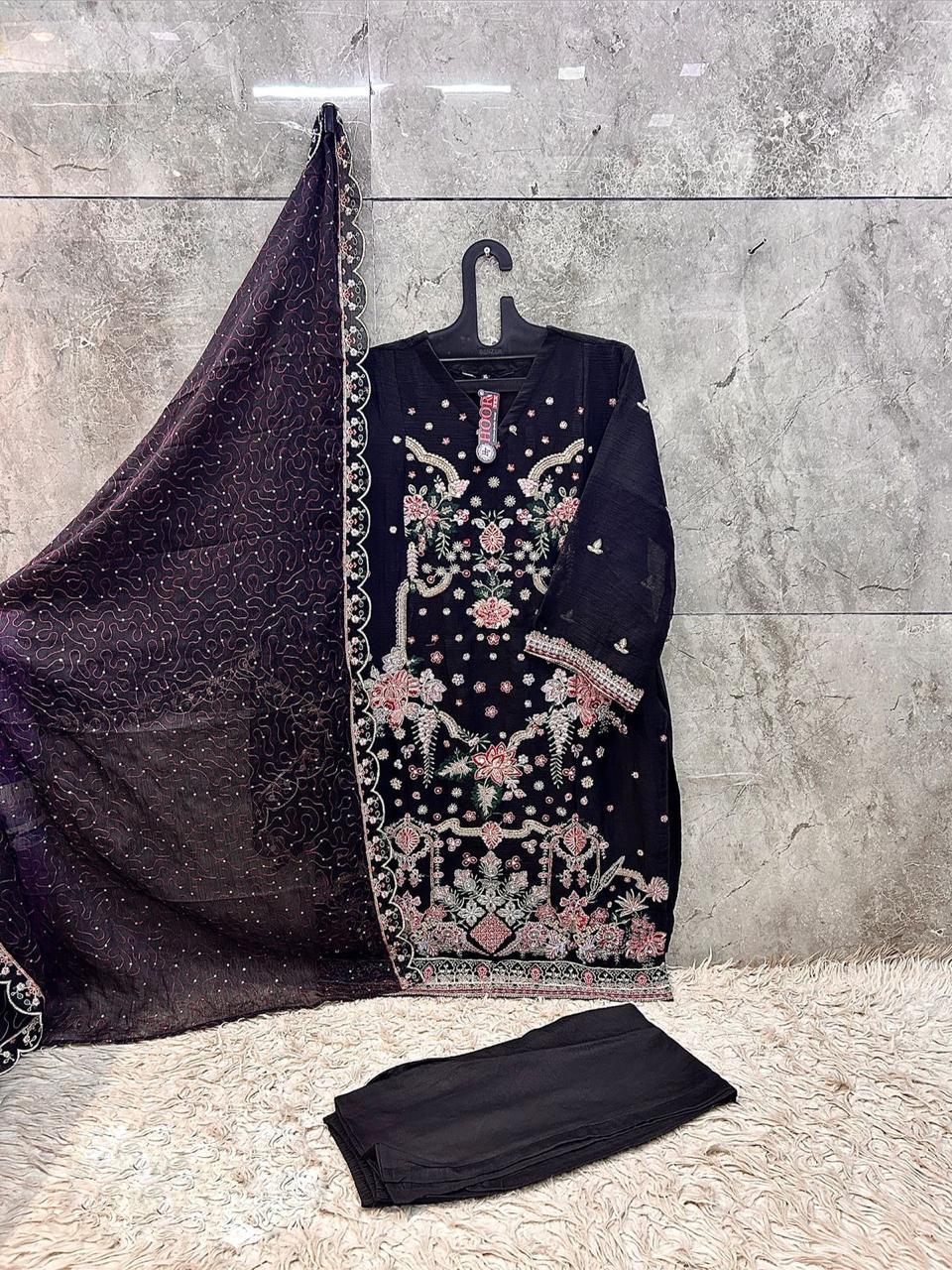 Hoor Tex 636 A To C Chiffon Embroidered Designer Salwar Kameez — Wholesale Readymade Suit, hoor Tex wholesale from Surat — view 6