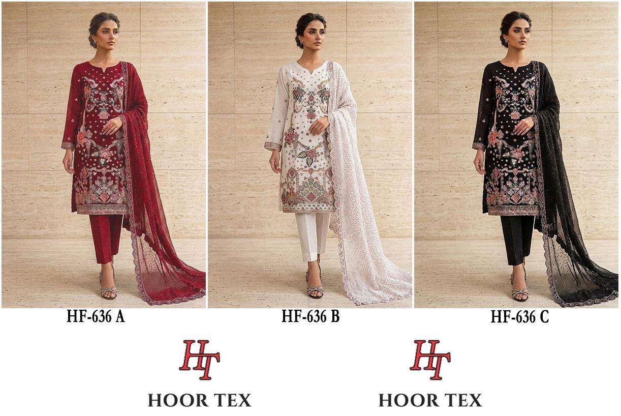Hoor Tex 636 A To C Chiffon Embroidered Designer Salwar Kameez — Wholesale Readymade Suit, hoor Tex wholesale from Surat — view 2