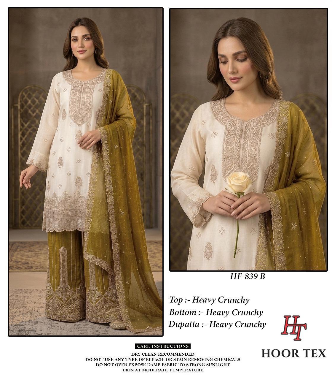 Hoor Tex 839 A To D Crunchy Embroidered Salwar Suit — Designer Readymade Suits, hoor Tex wholesale from Surat — view 7