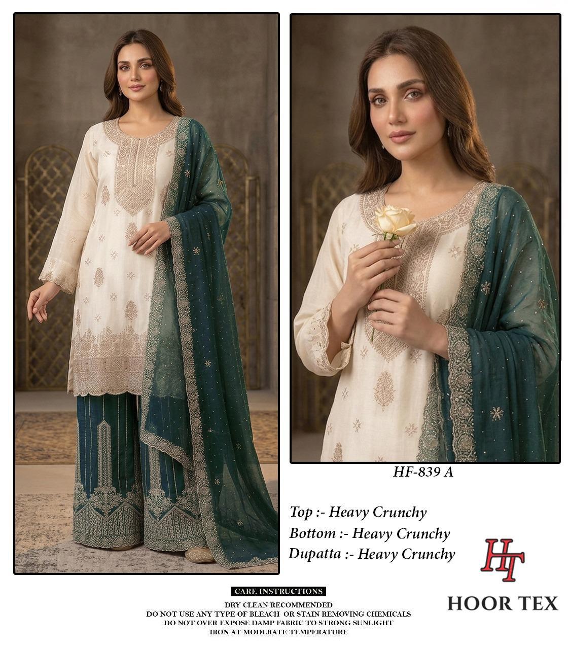 Hoor Tex 839 A To D Crunchy Embroidered Salwar Suit — Designer Readymade Suits, hoor Tex wholesale from Surat — view 2