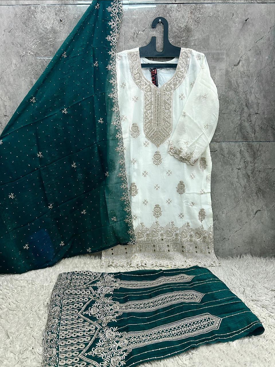 Hoor Tex 839 A To D Crunchy Embroidered Salwar Suit — Designer Readymade Suits, hoor Tex wholesale from Surat — view 4