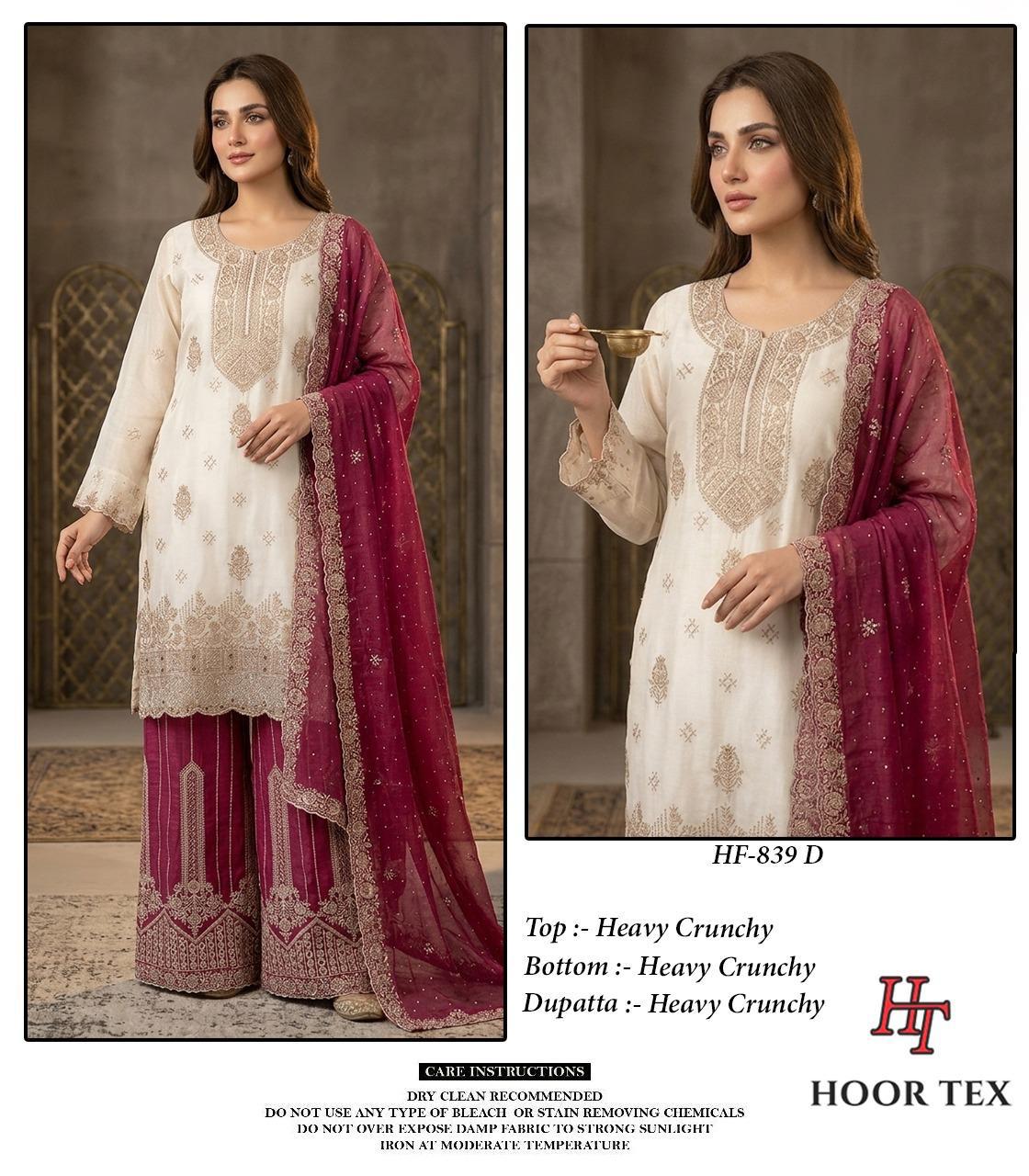 Hoor Tex 839 A To D Crunchy Embroidered Salwar Suit — Designer Readymade Suits, hoor Tex wholesale from Surat — view 9