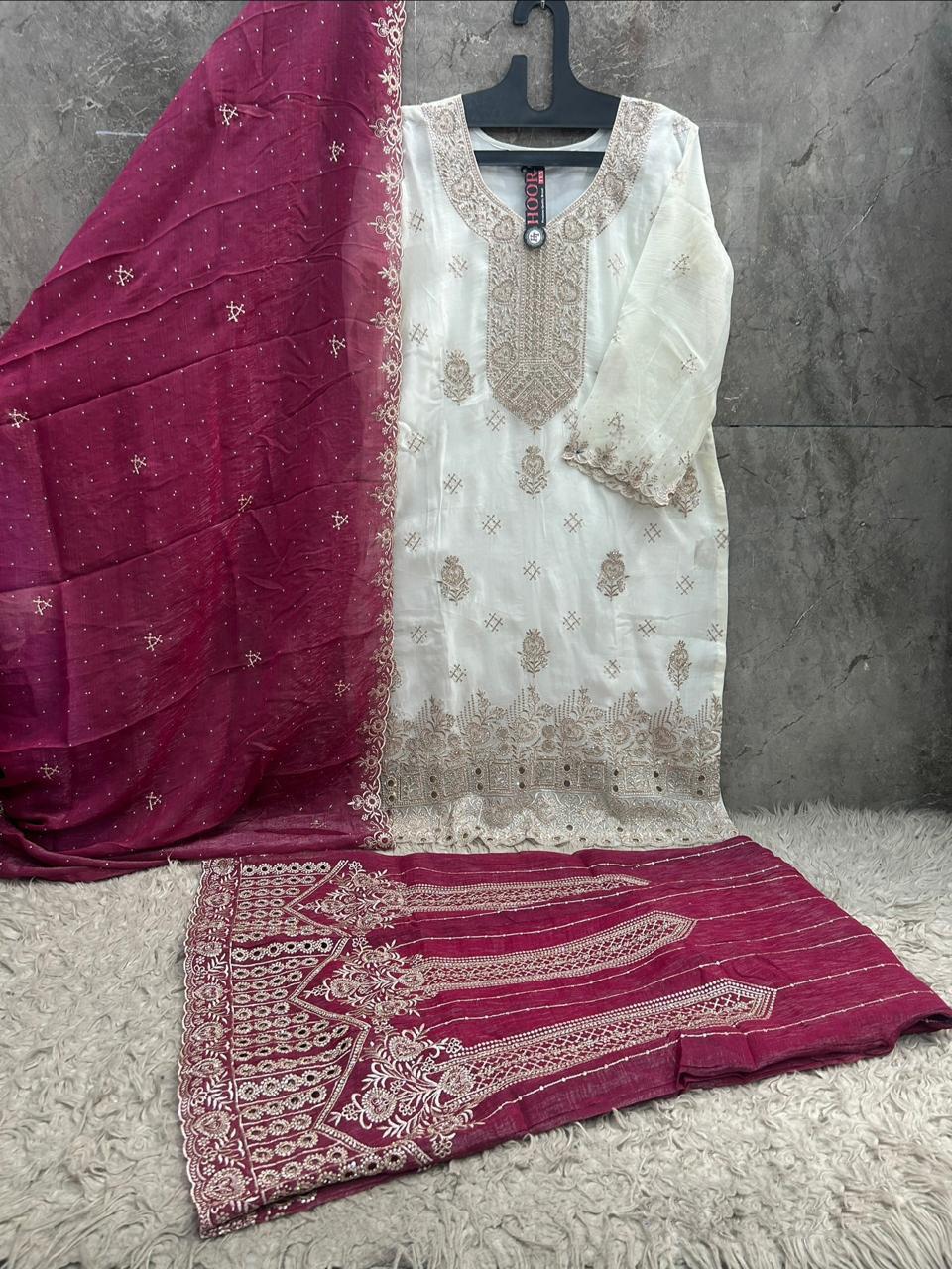 Hoor Tex 839 A To D Crunchy Embroidered Salwar Suit — Designer Readymade Suits, hoor Tex wholesale from Surat — view 8